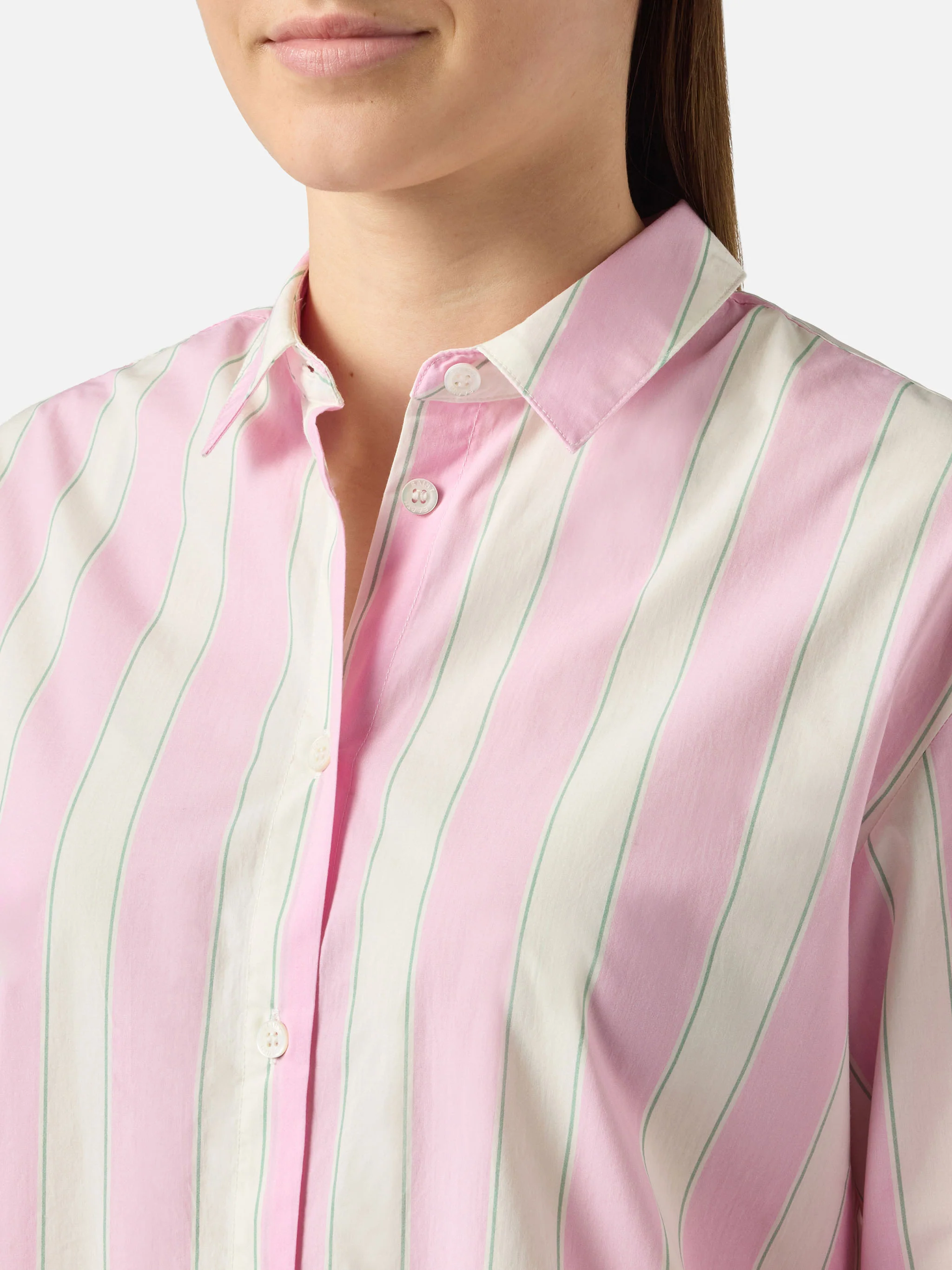 Camicia Brigitte in cotone a righe rosa con ricamo Sport Club - Image 3