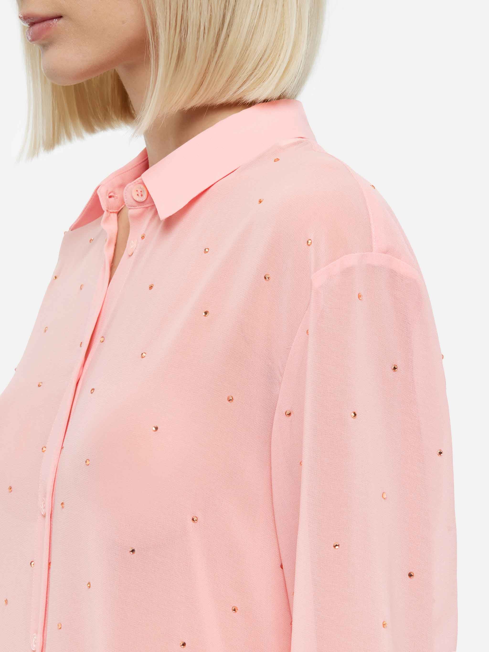 Brigitte camicia in georgette rosa con strass - Image 4