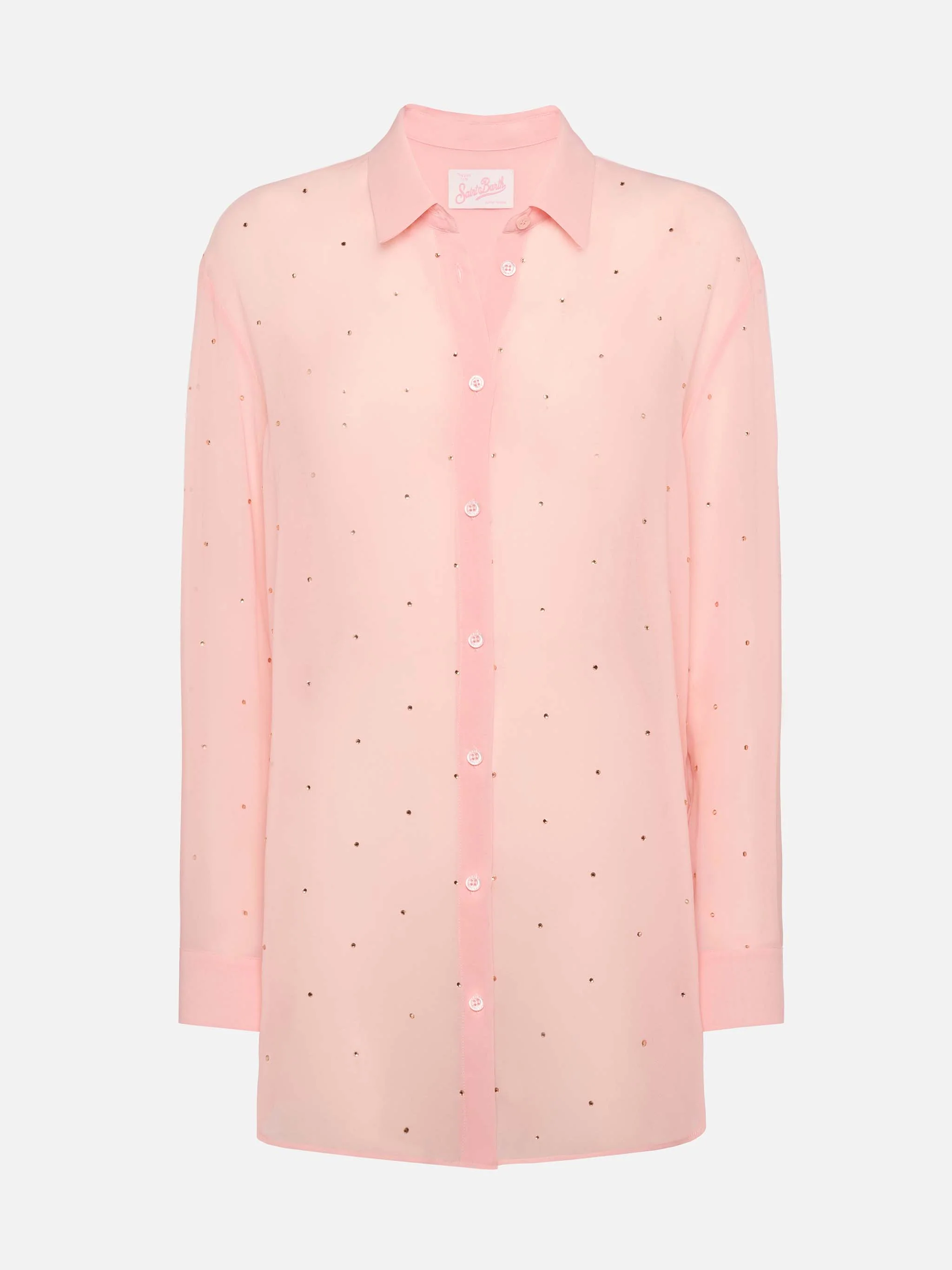 Brigitte camicia in georgette rosa con strass - Image 5