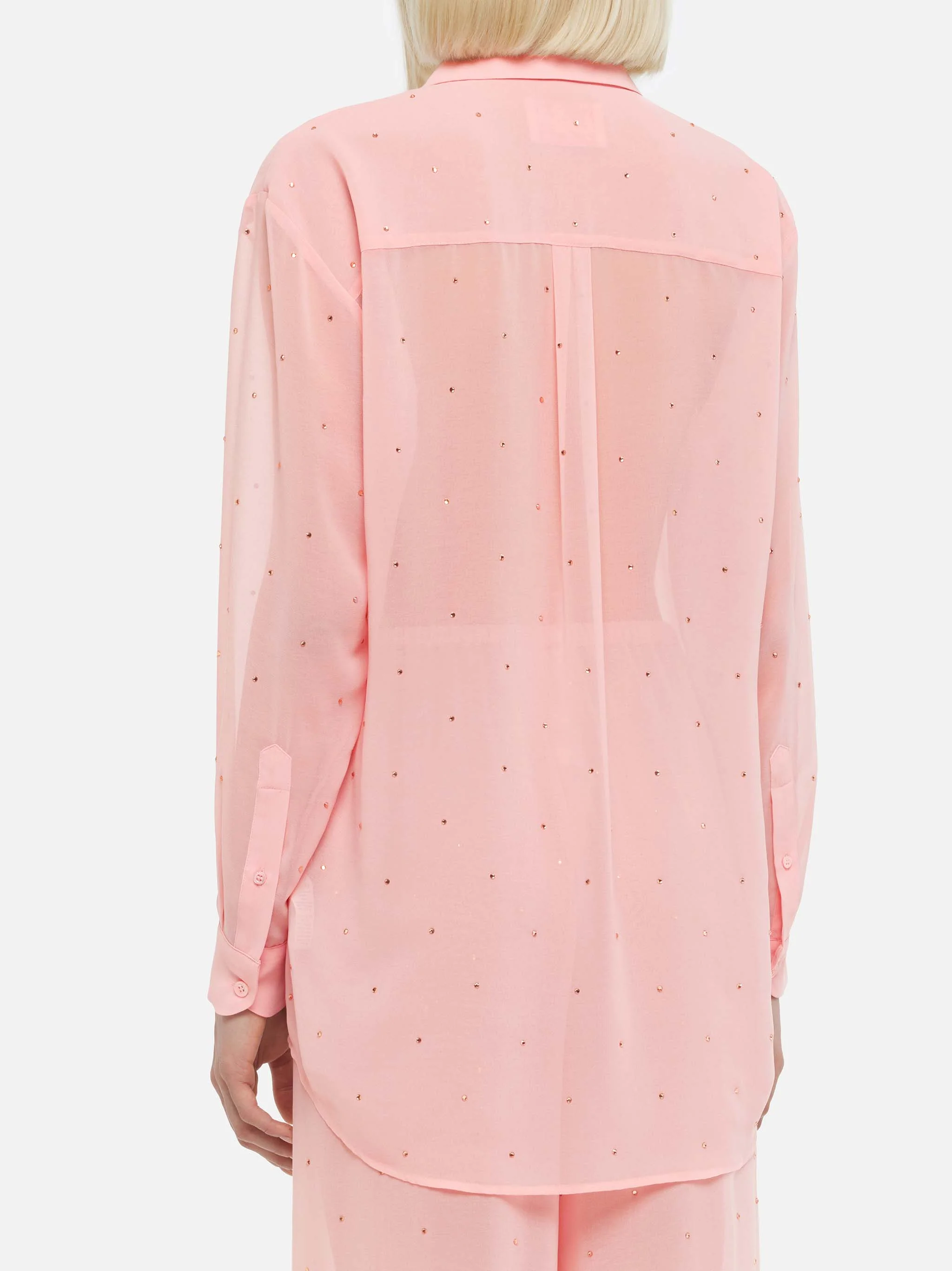 Brigitte camicia in georgette rosa con strass - Image 6