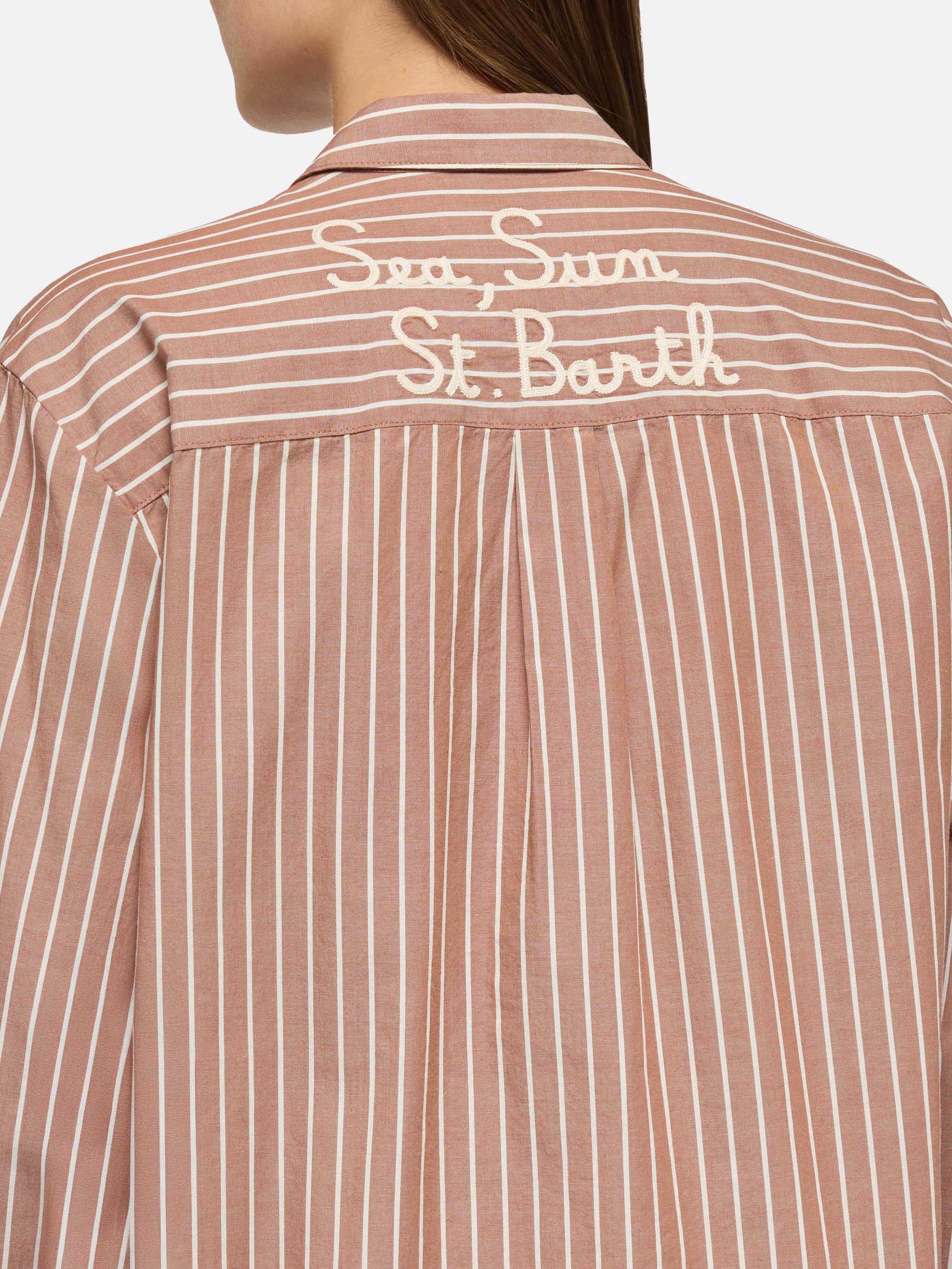 Brigitte camicia in cotone a righe con ricamo Sea, Sun St.Barth - Image 2