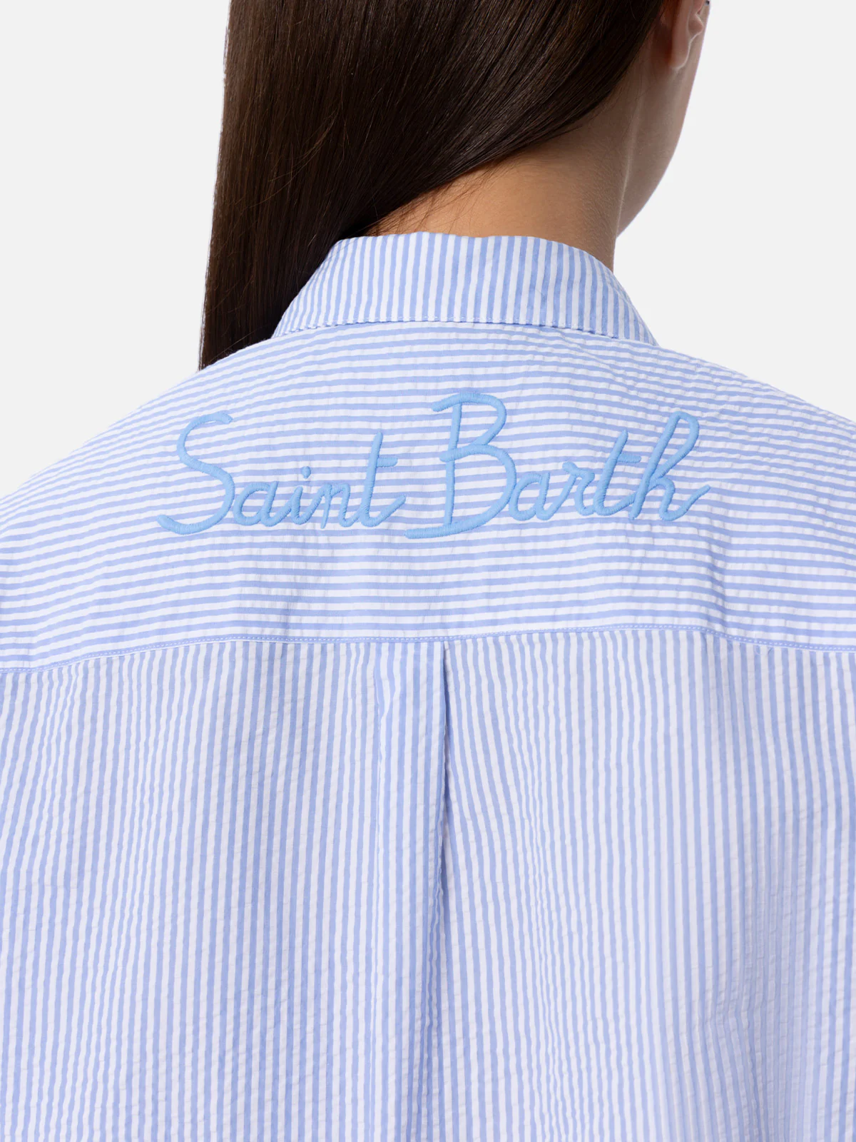 Brigitte camicia in seersucker a righe con ricamo Saint Barth - Image 3