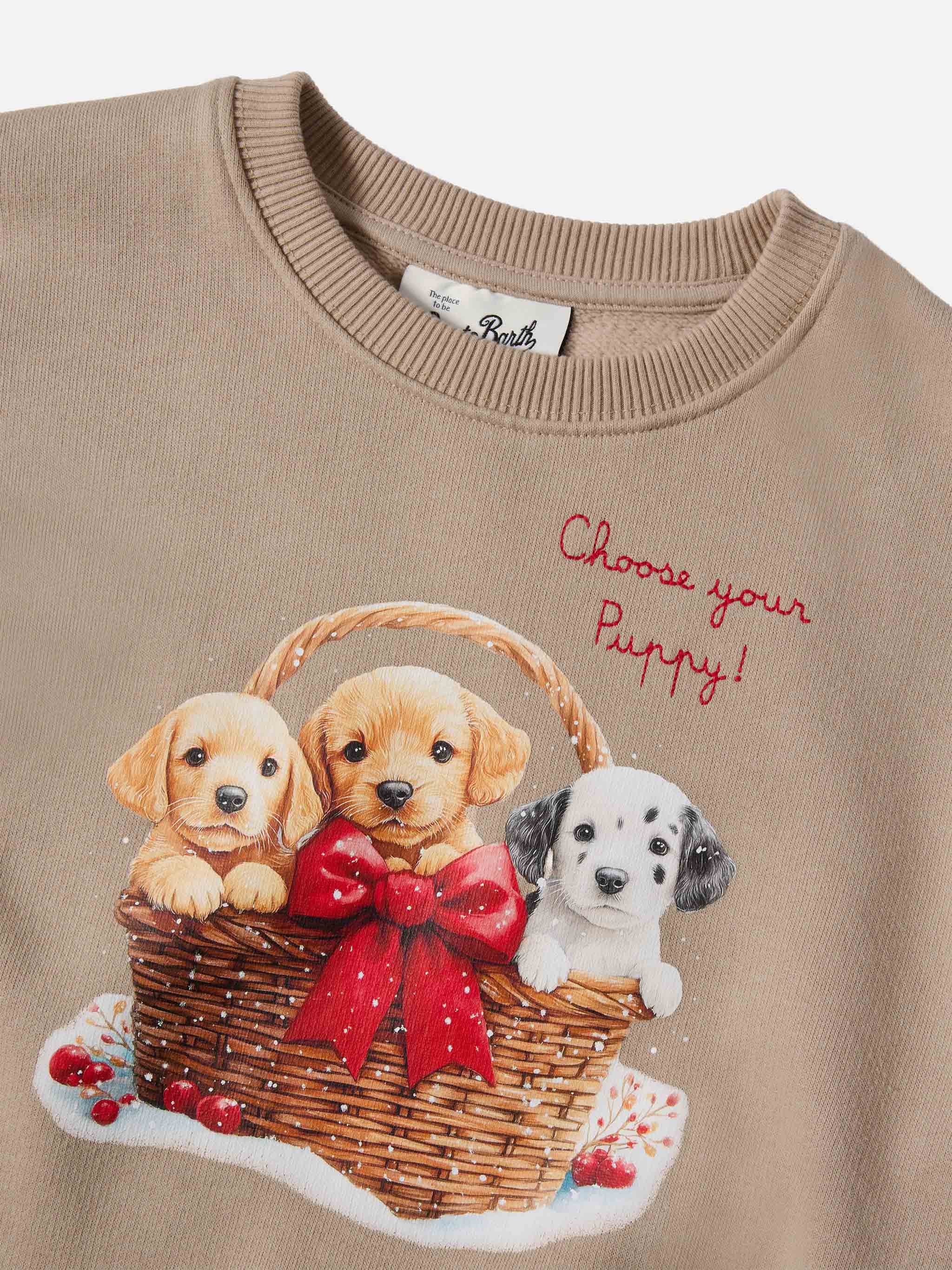 Felpa girocollo Briony con stampa di cuccioli e ricamo - Image 2