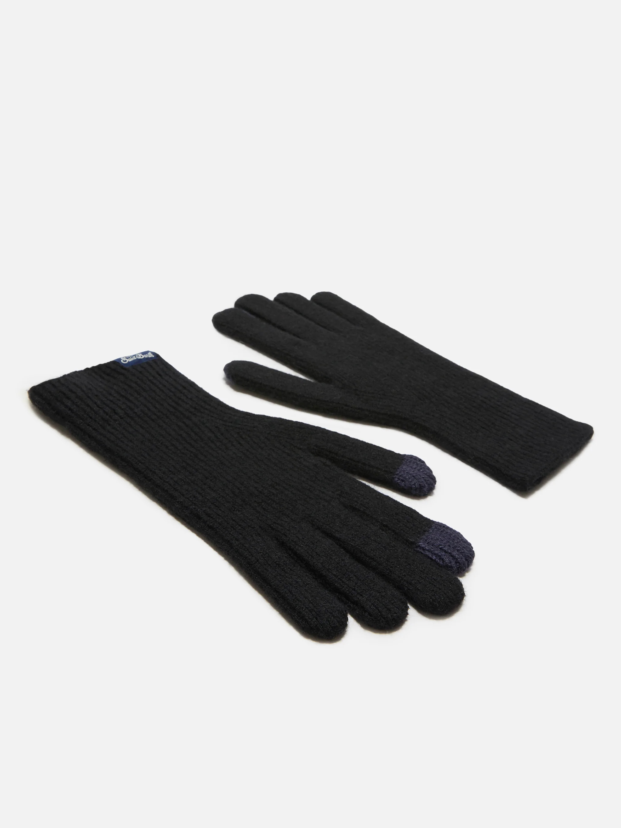 Guanti elasticizzati Brixton a coste in misto cashmere nero - Image 2