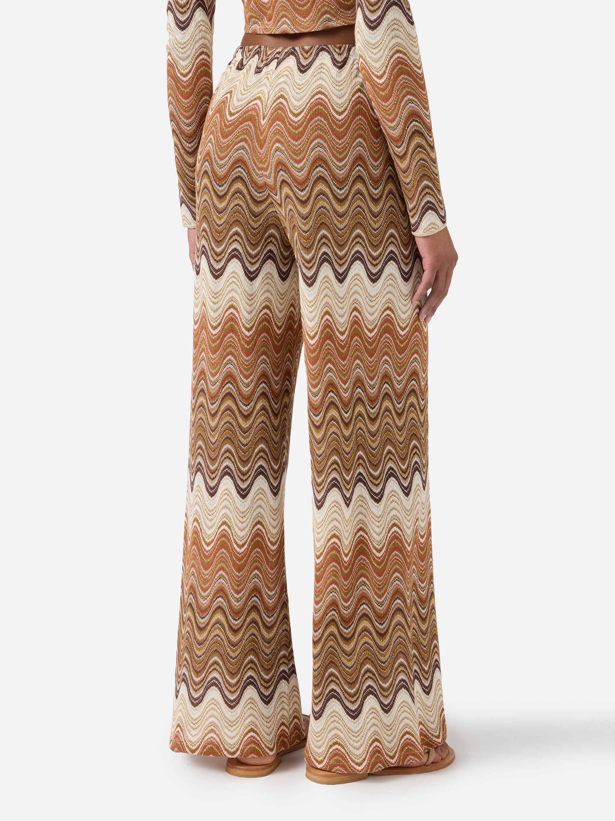 Pantalone lungo Amalia in raschel degradé marrone - Image 3