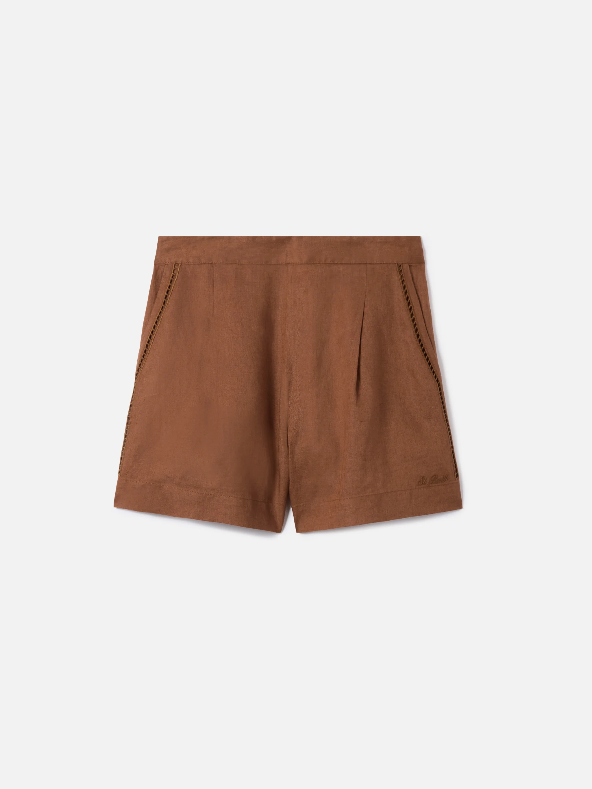 Shorts Amani in lino marrone - Image 5