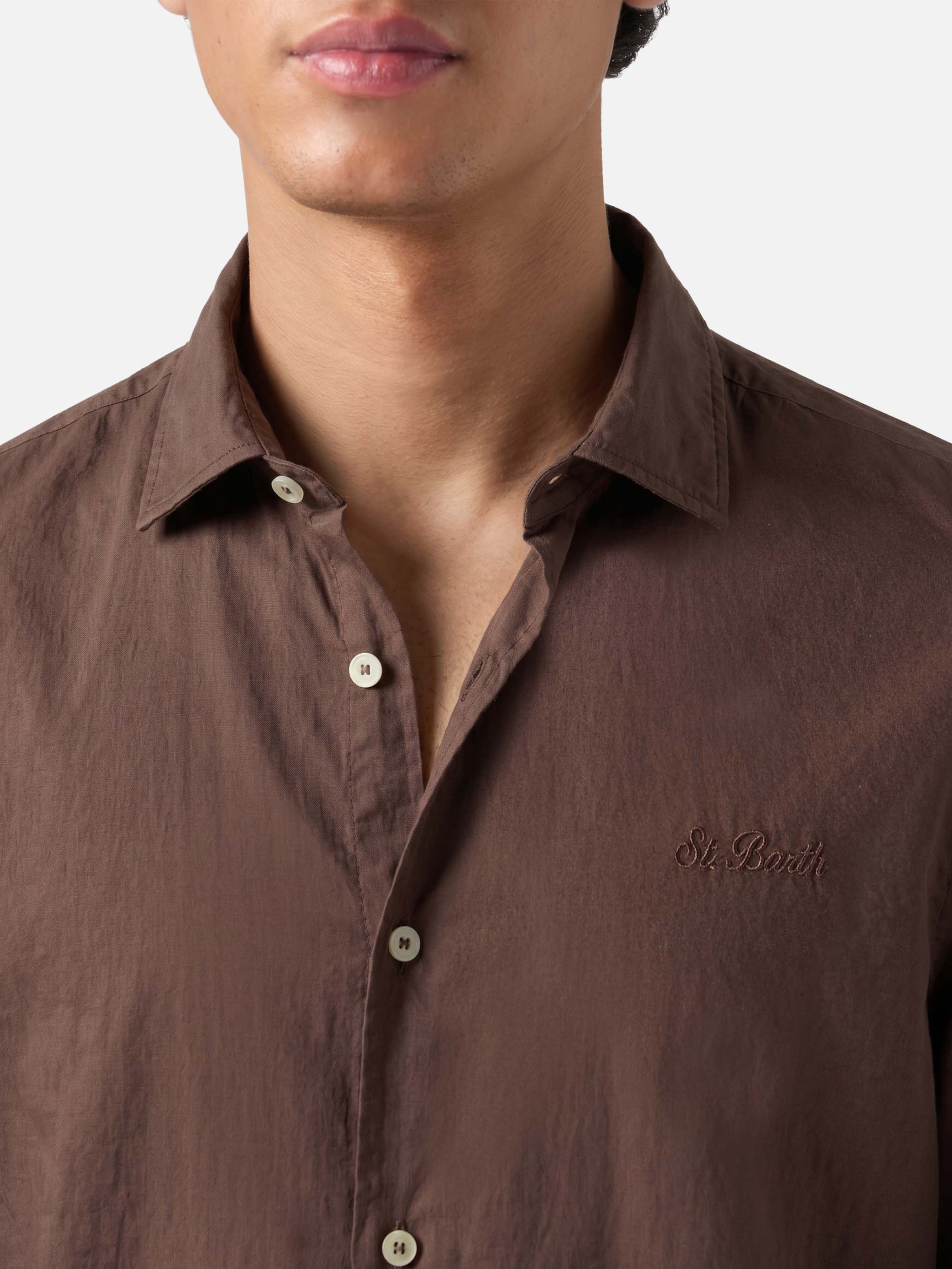 Camicia Chemise Ice in pure voile di cotone marrone - Image 2