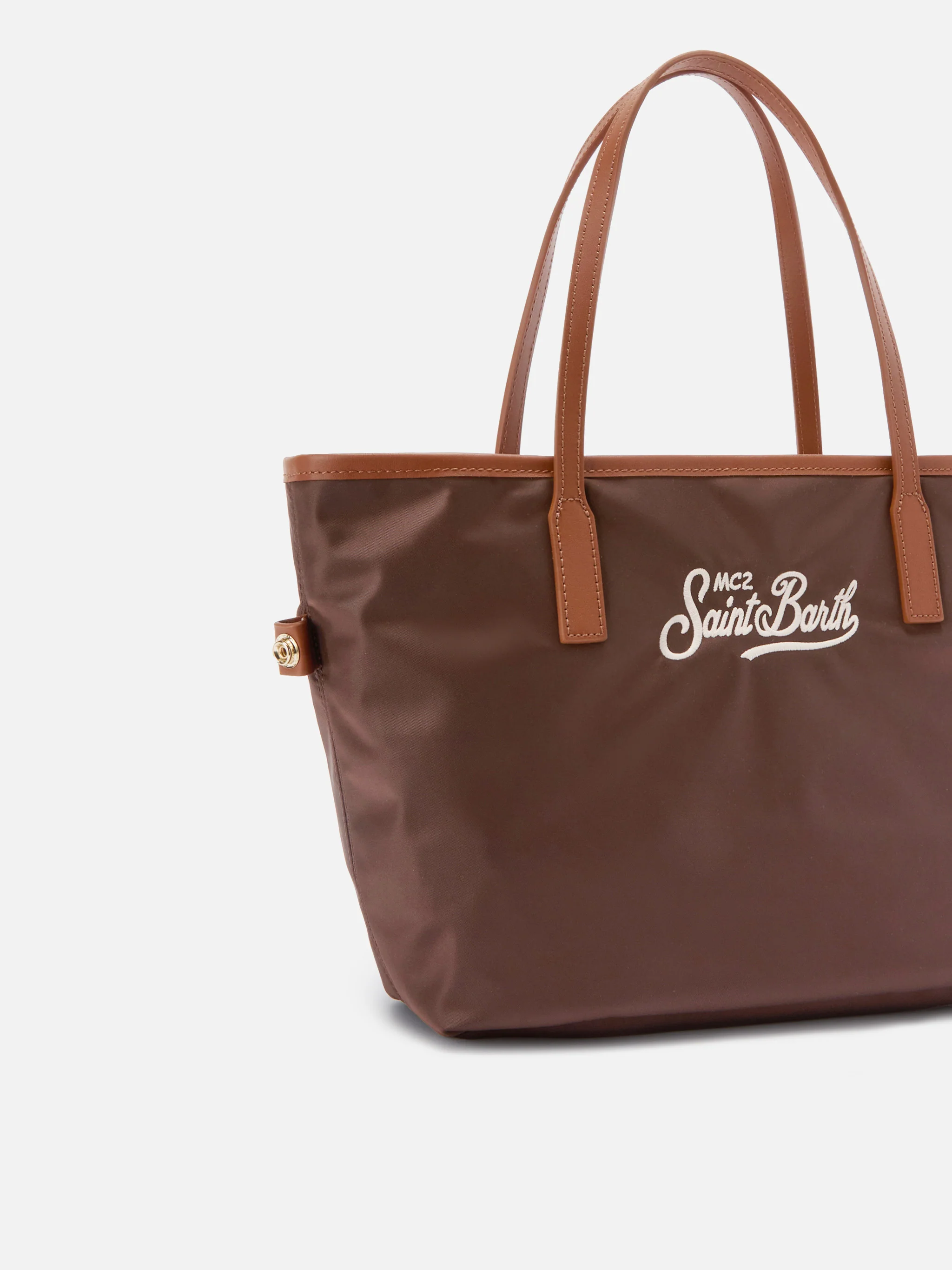 Borsa City medium in nylon marrone - Image 3