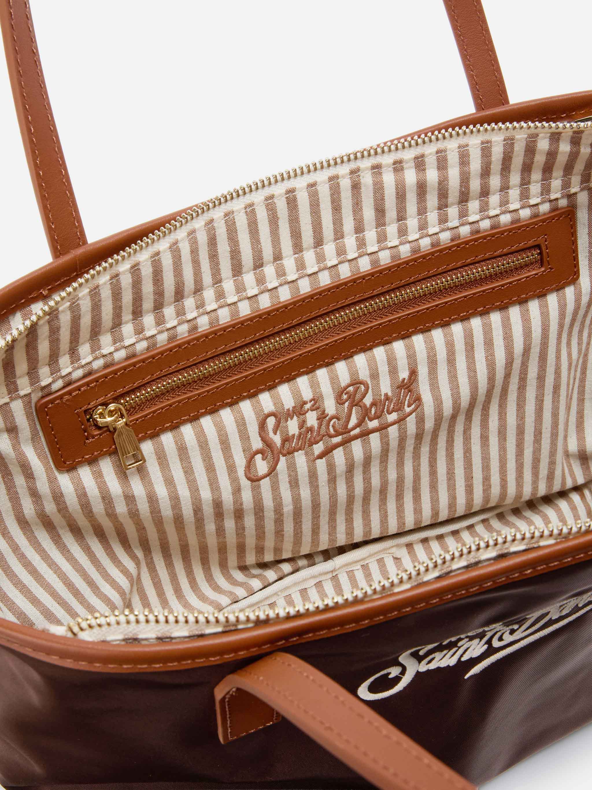 Borsa City medium in nylon marrone - Image 5