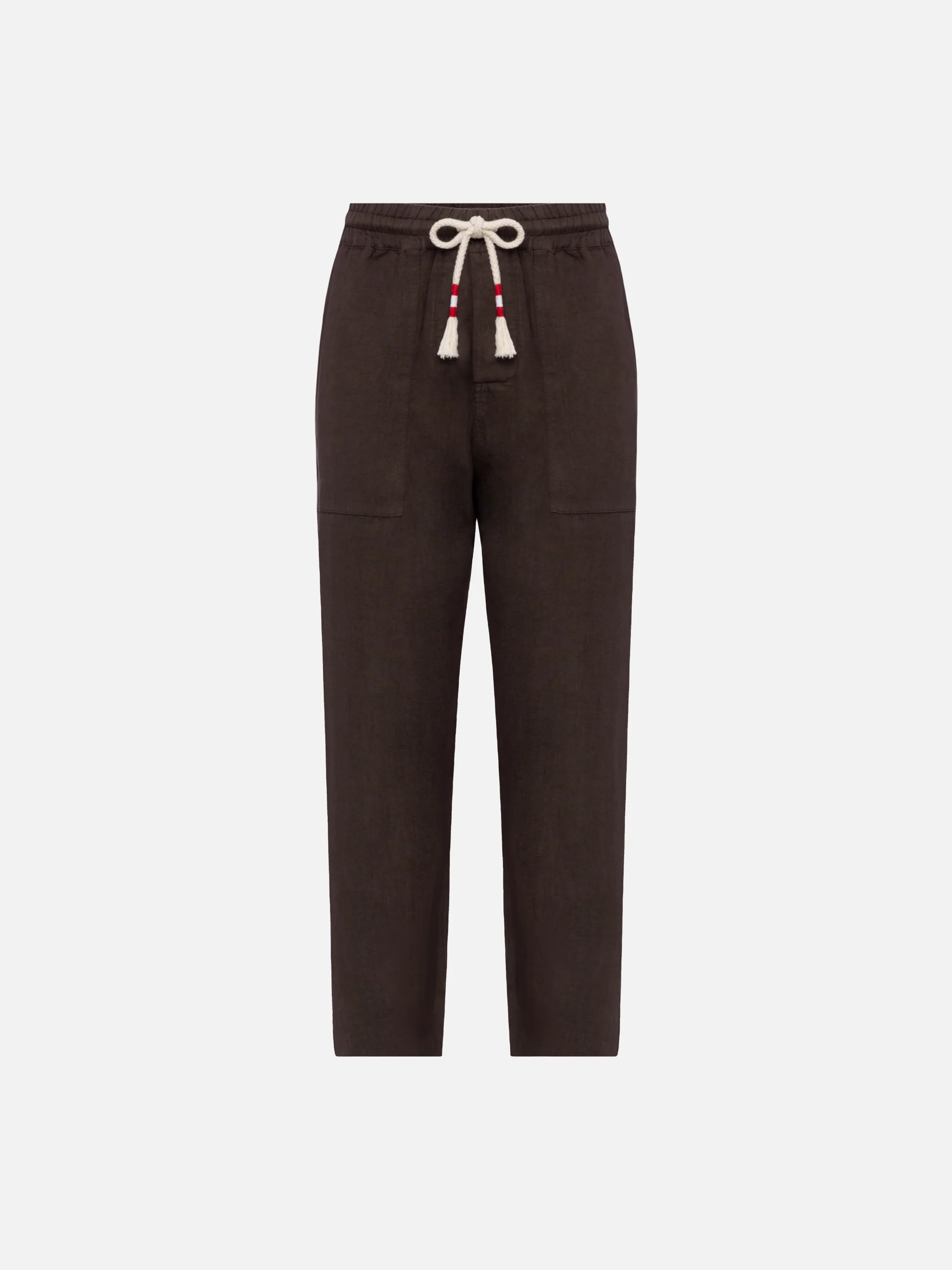 Pantaloni in lino marroni Calais con coulisse - Image 4