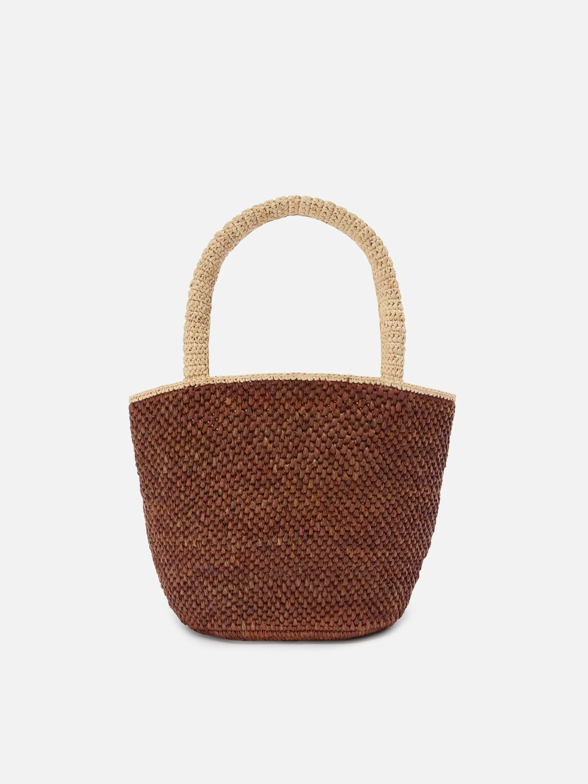 Borsa Marcy in raffia marrone con nappetta e logo ricamato - Image 4