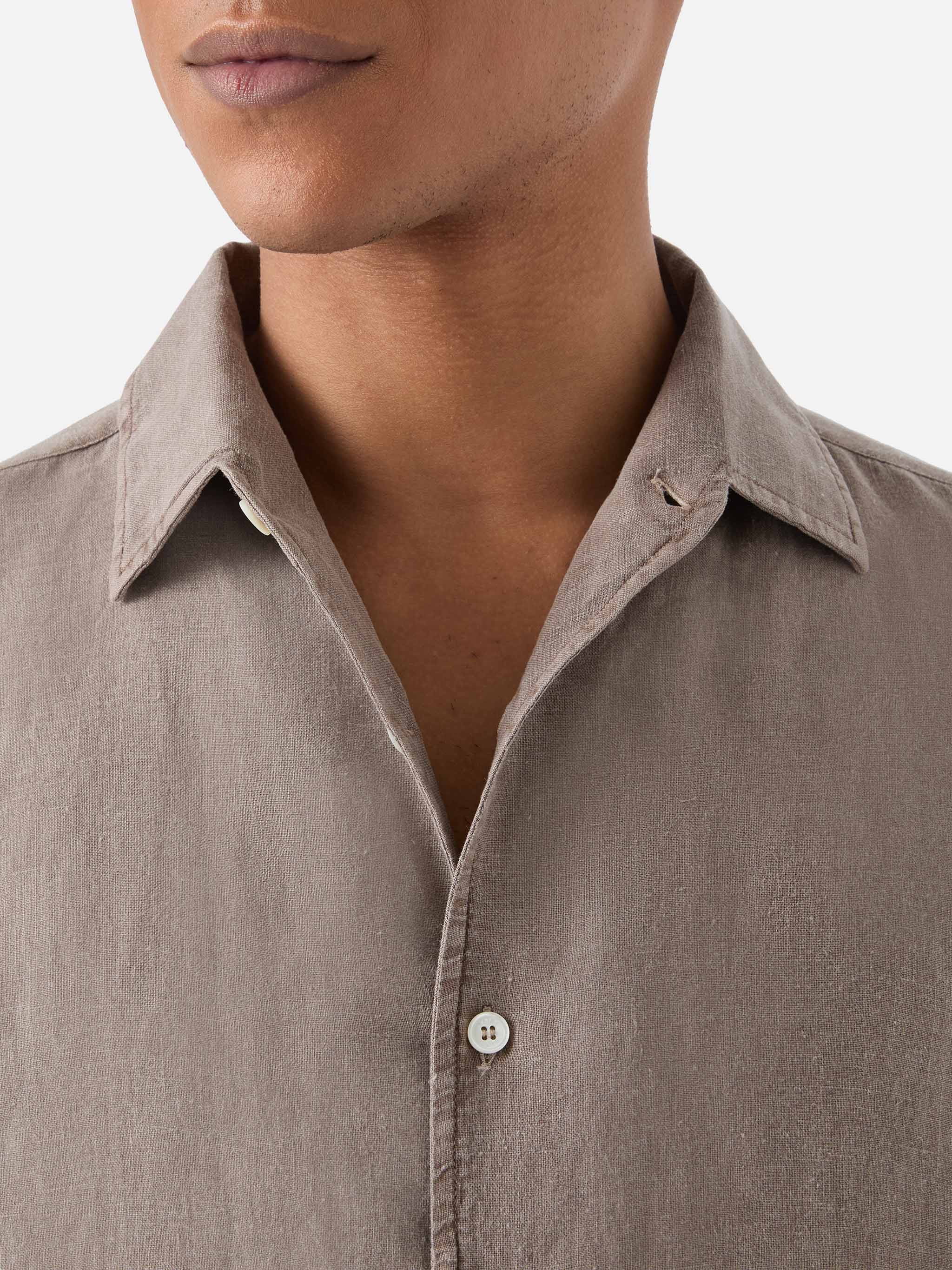 Camicia Raphael in puro lino marrone - Image 2