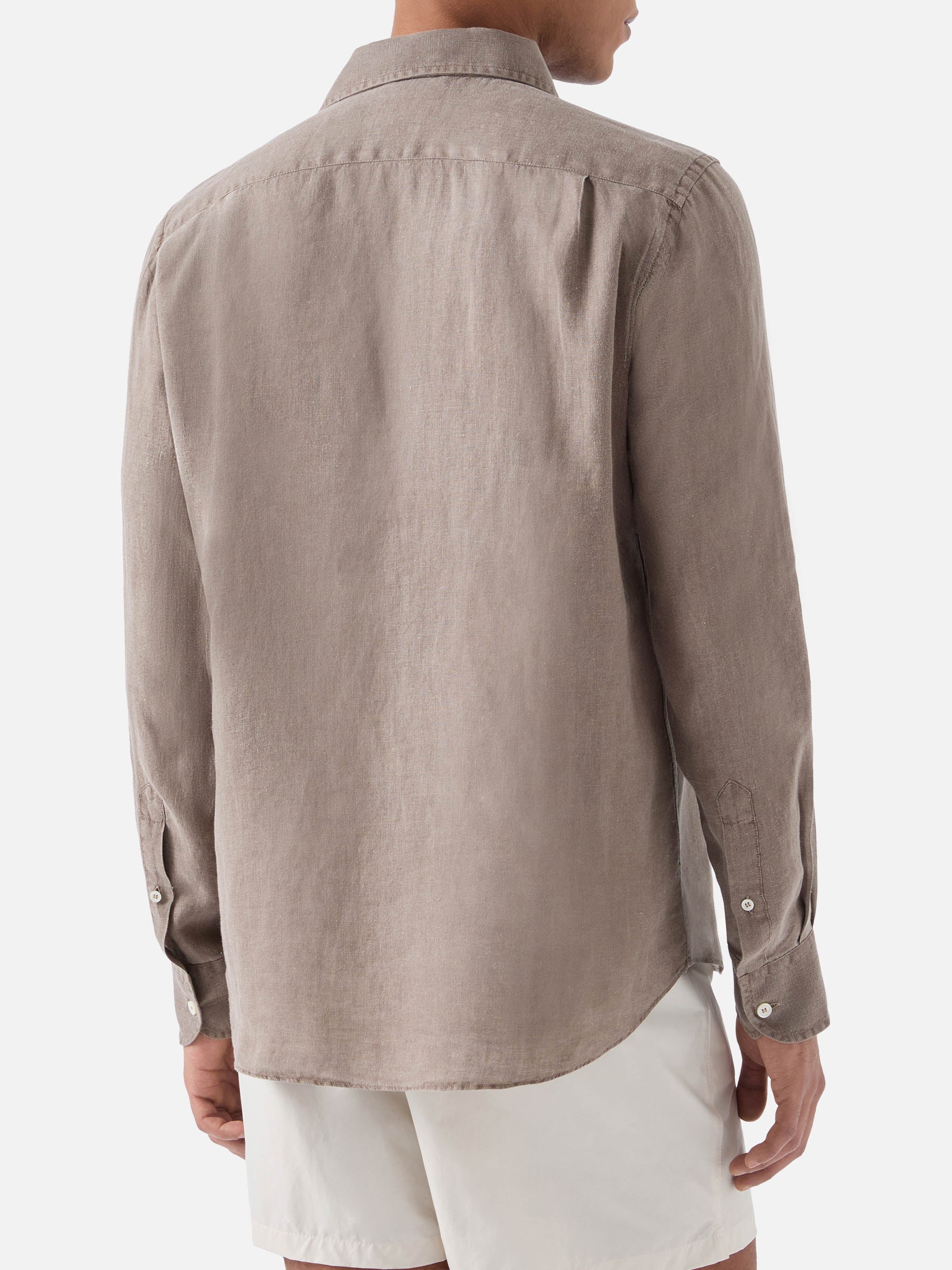 Camicia Raphael in puro lino marrone - Image 3