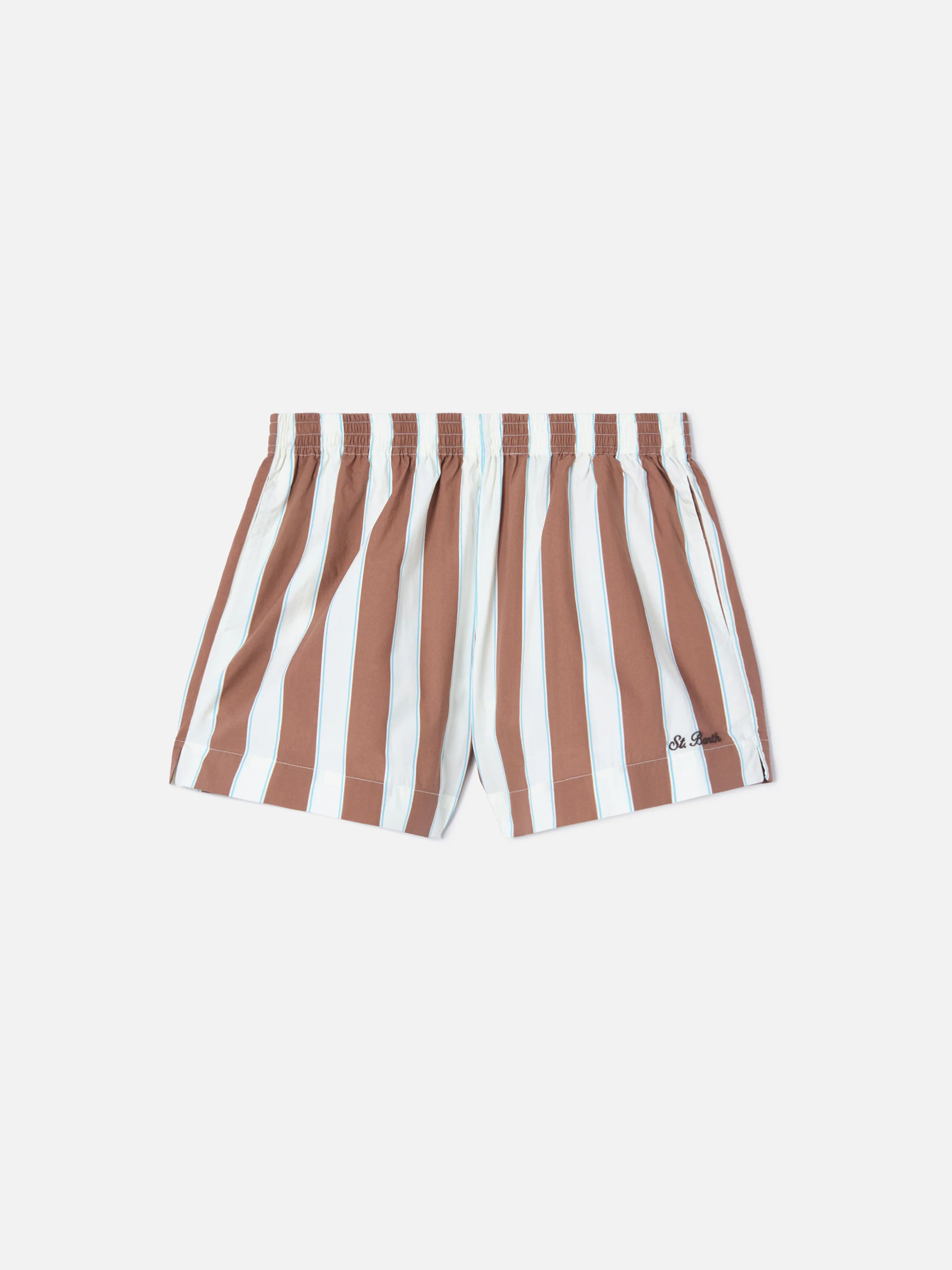 Shorts Meave in cotone a righe marroni - Image 5