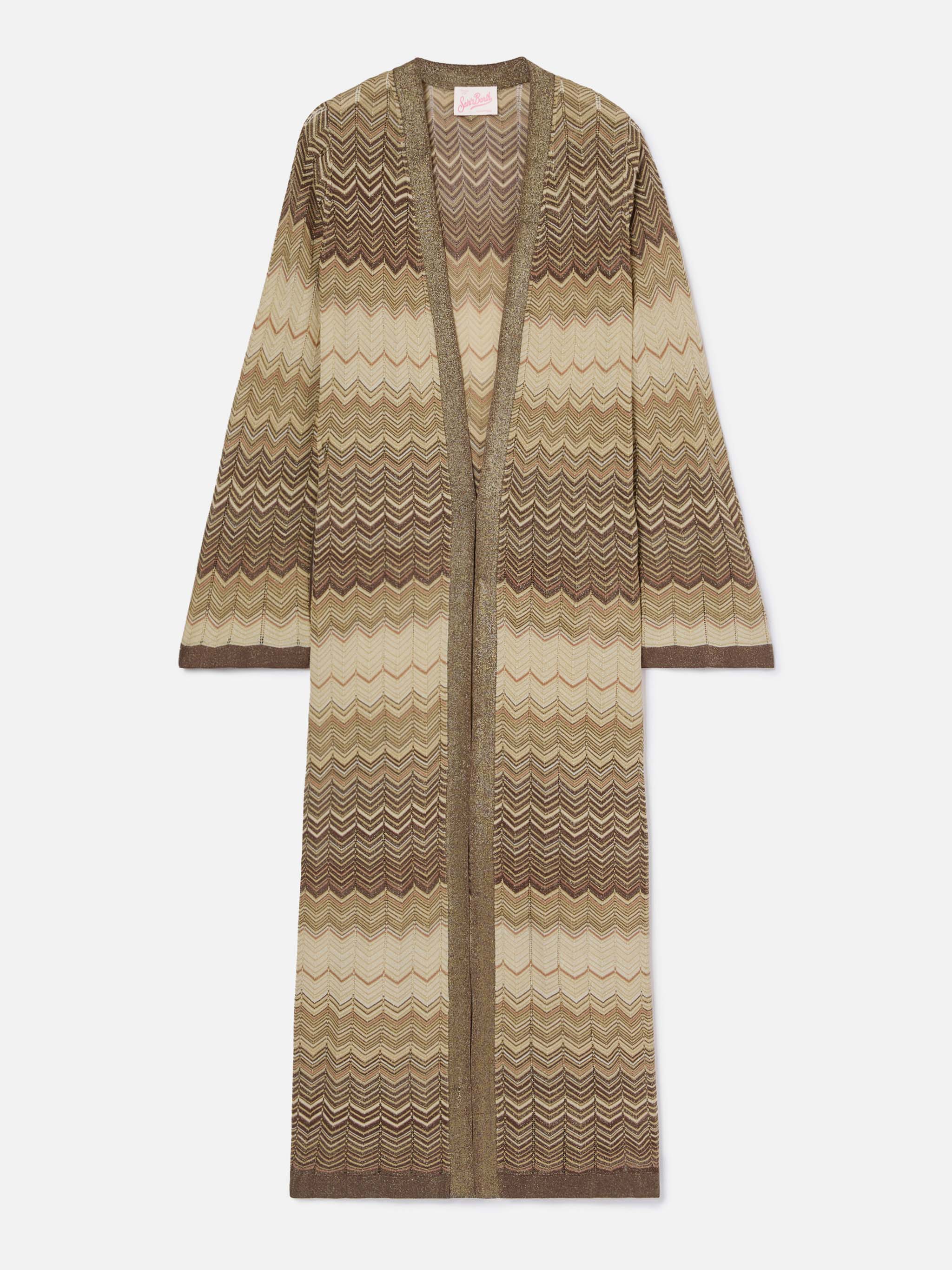 Cardigan lungo Tonia in maglia marrone - Image 4