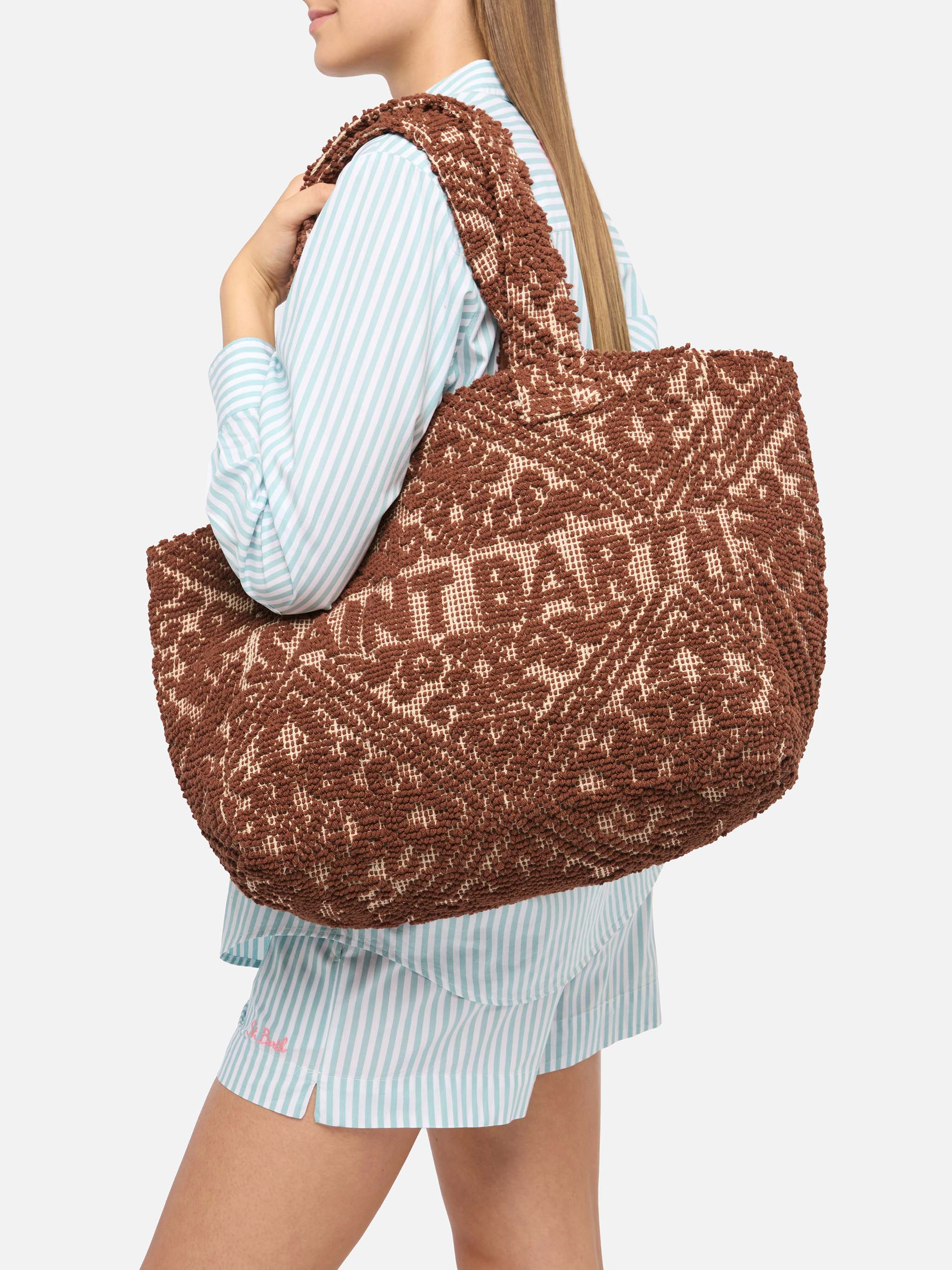 Tufting Cotton Tote Bag marrone - Image 2