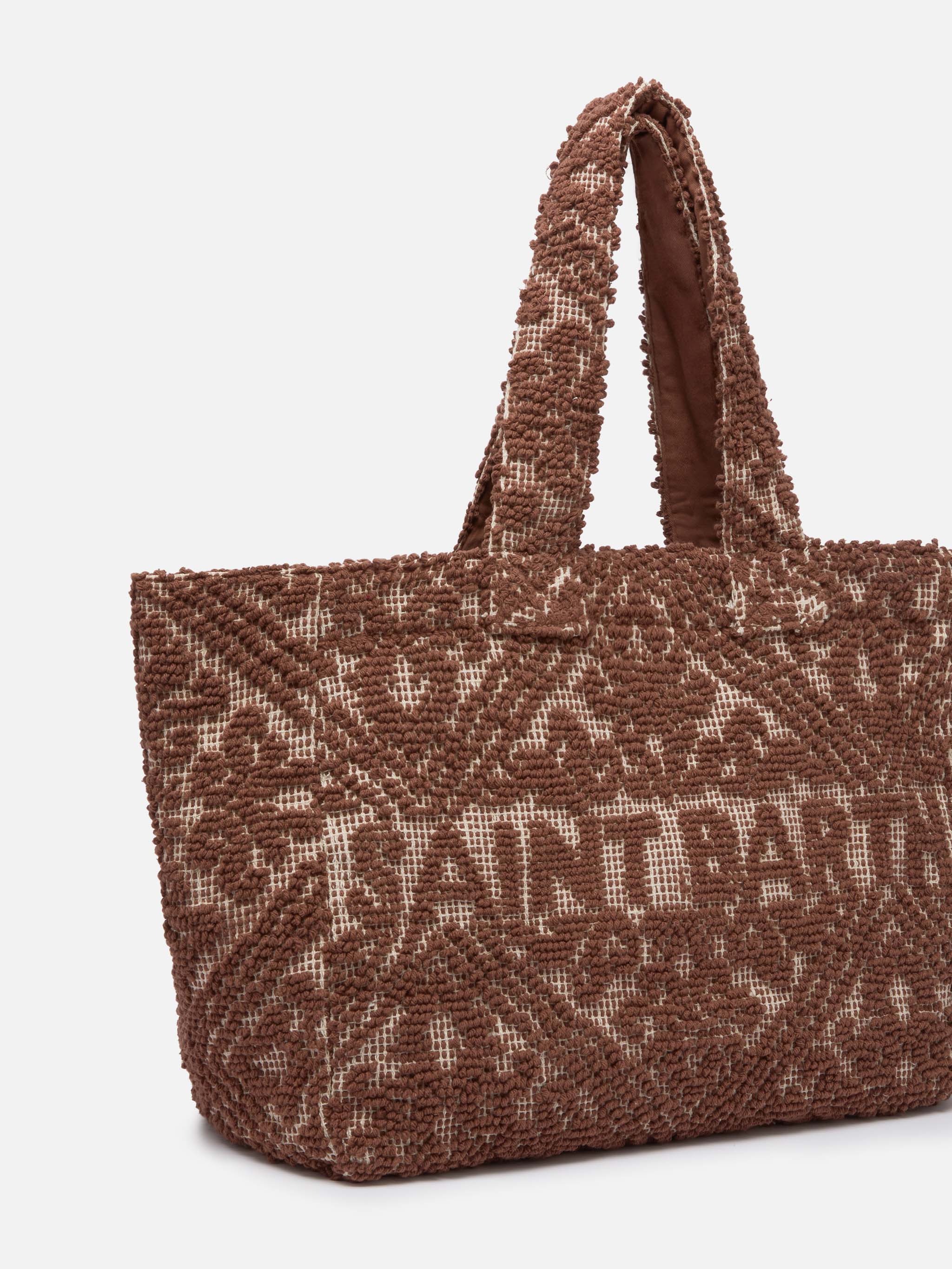 Tufting Cotton Tote Bag marrone - Image 3