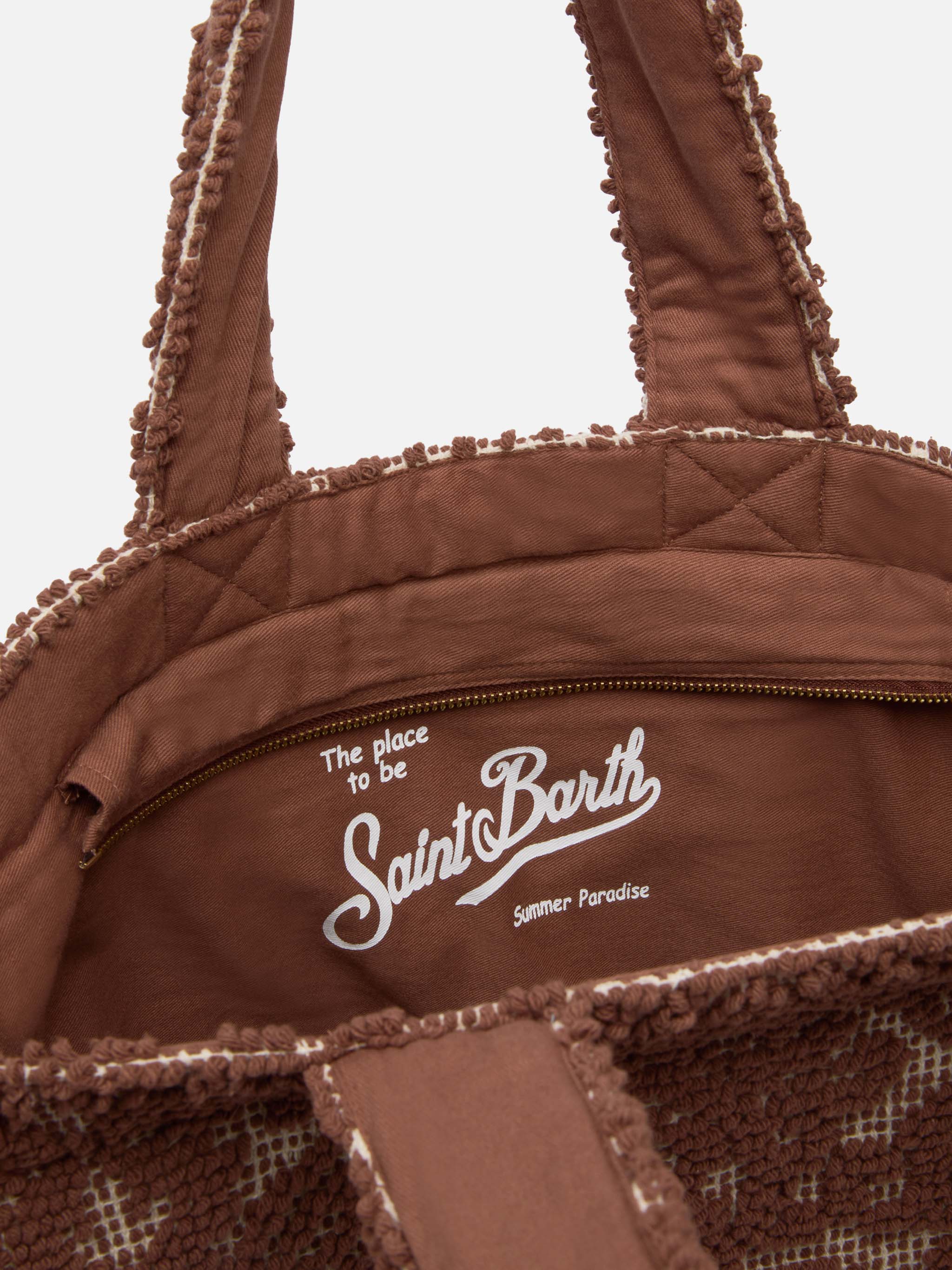 Tufting Cotton Tote Bag marrone - Image 4