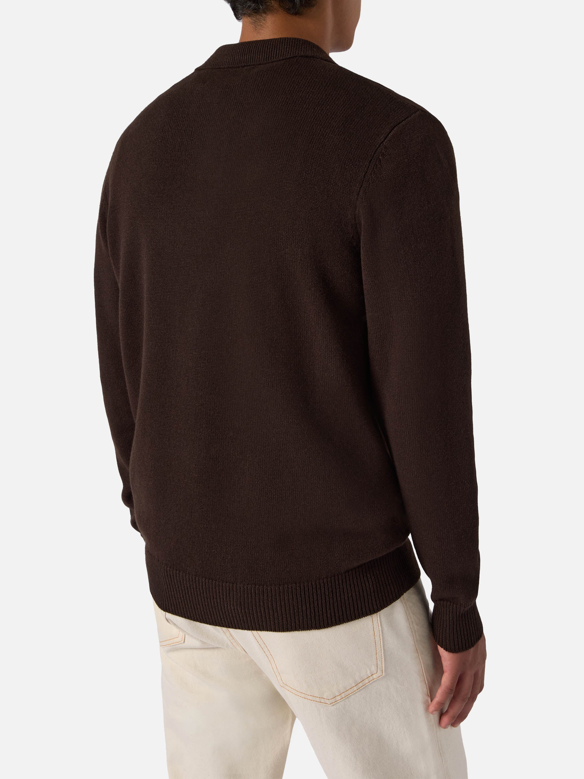 Polo in maglia Covent in pura lana marrone - Image 4