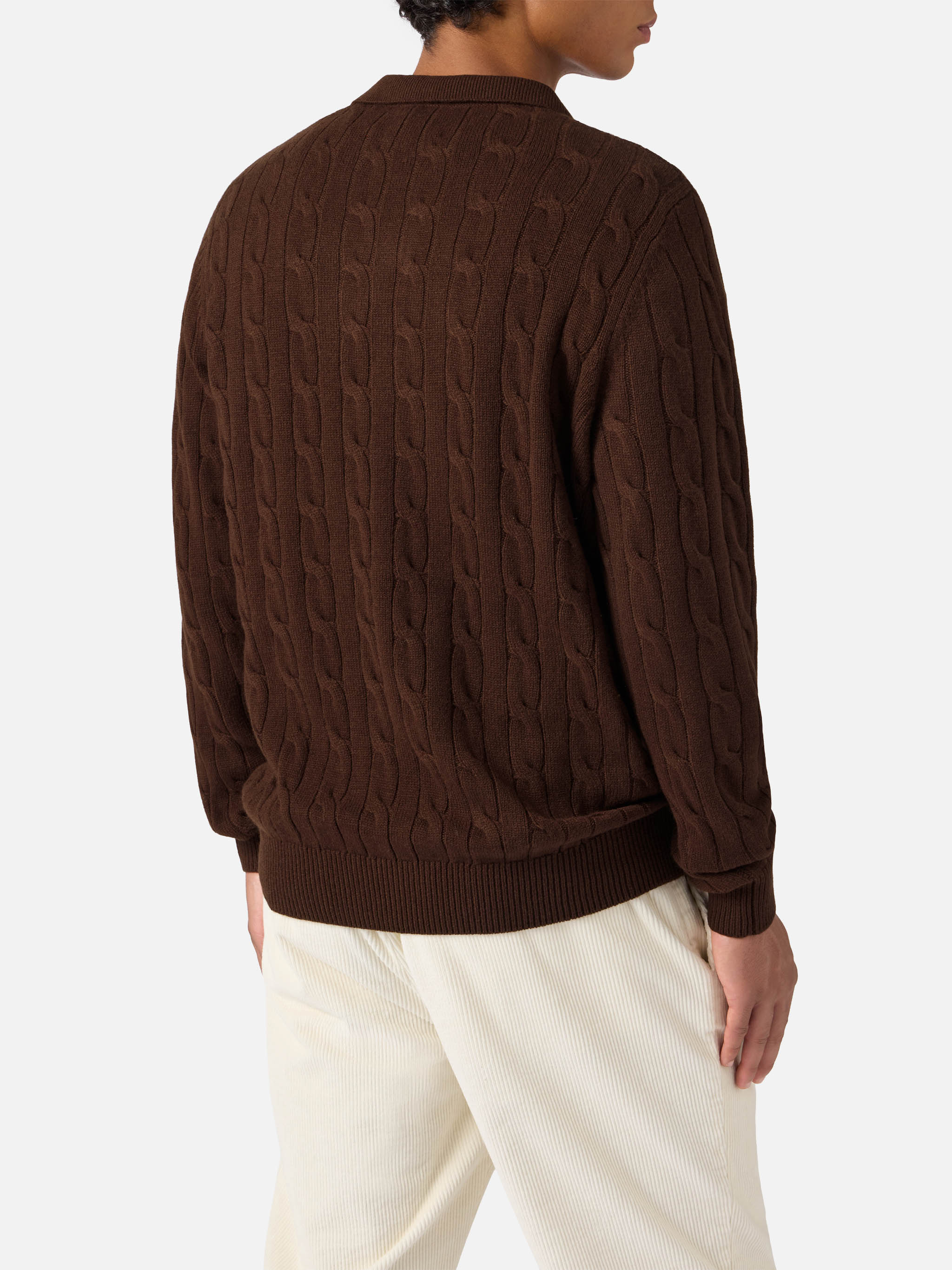 Polo in maglia Downing in lana marrone - Image 3