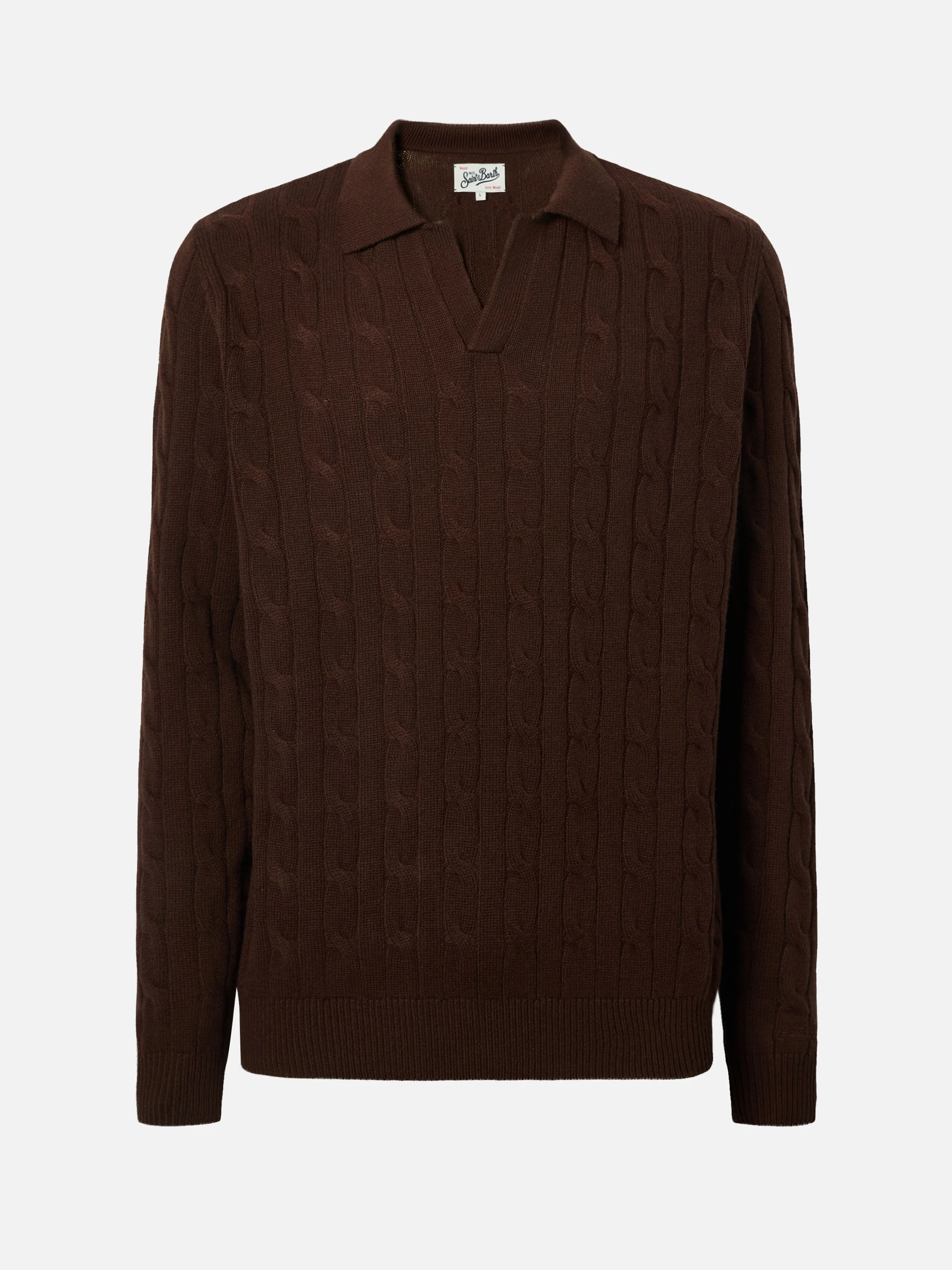 Polo in maglia Downing in lana marrone - Image 5