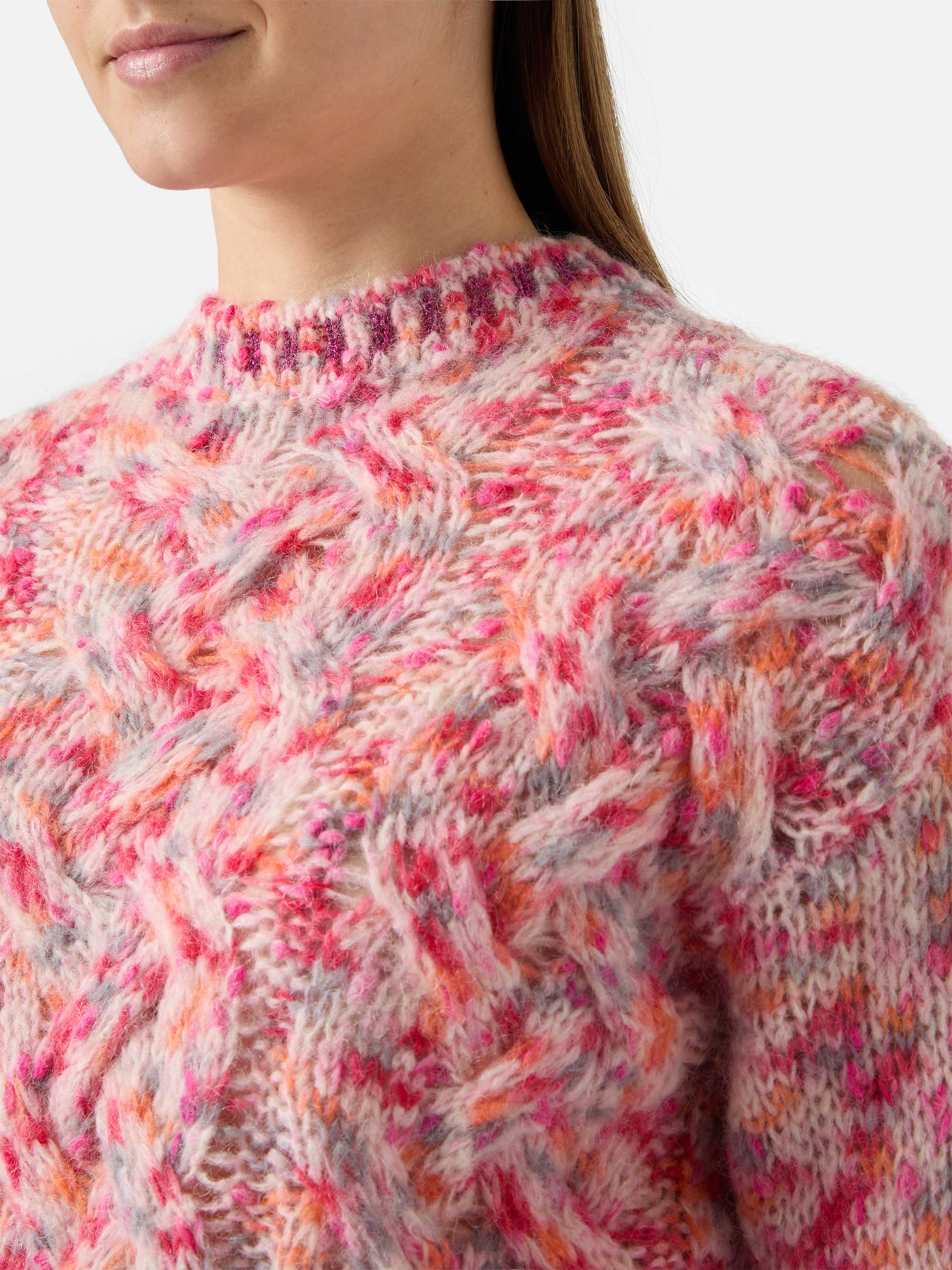 Girocollo Danya in misto alpaca garzato melange multicolor - Image 2