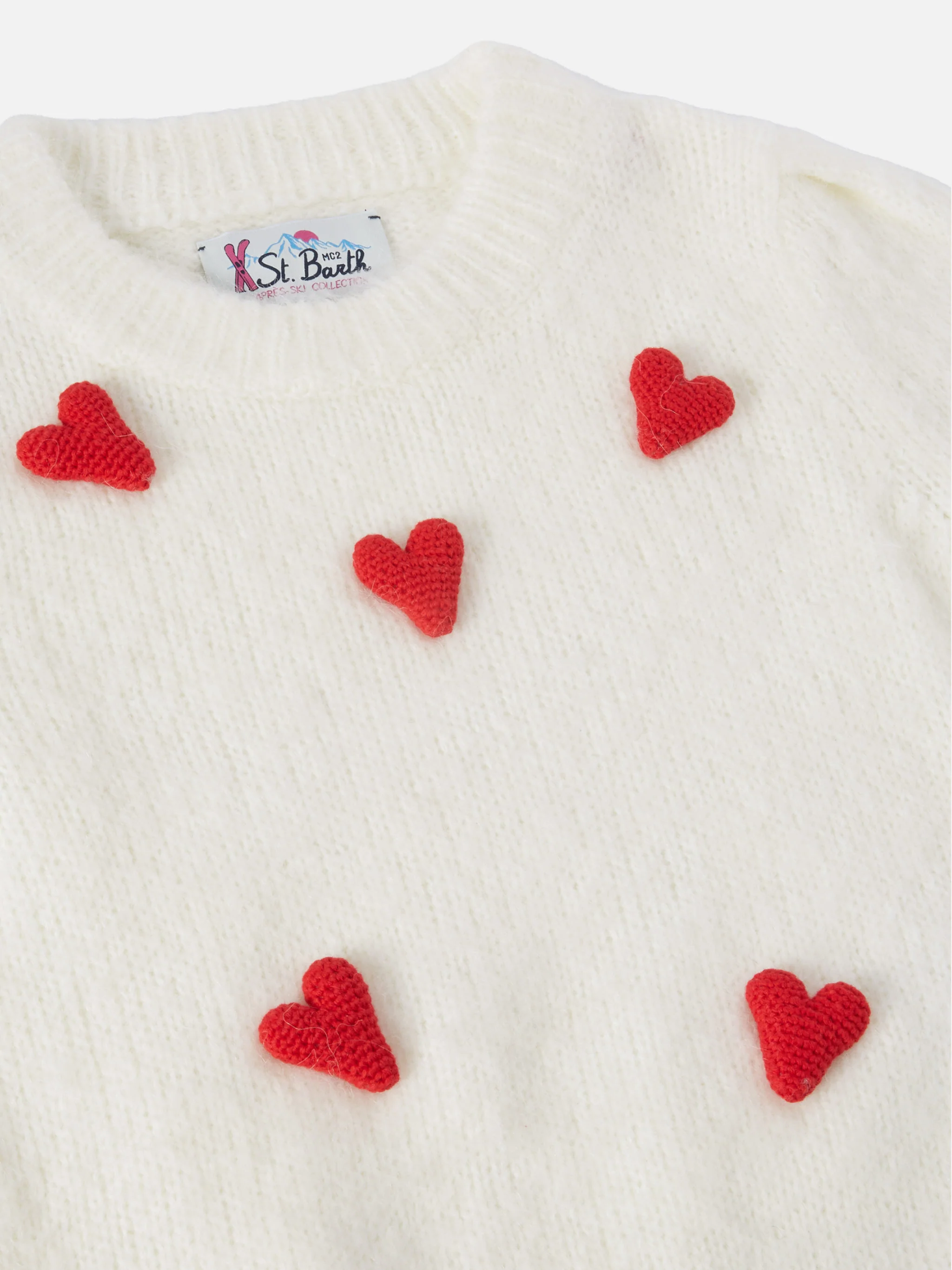 Maglione spazzolato Bloom Soft con applicazioni cuori all’uncinetto - Image 2