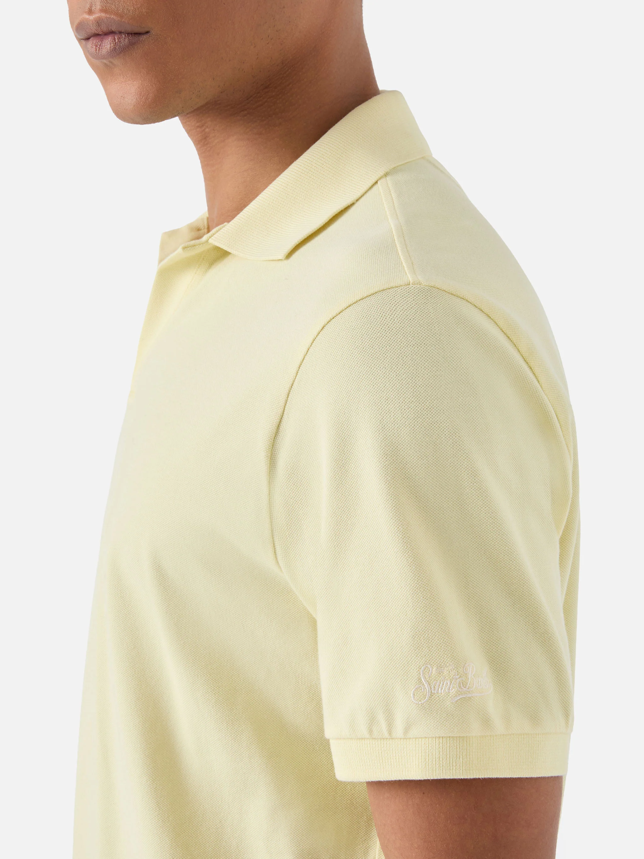 Polo Charles in piquet di cotone giallo burro - Image 4