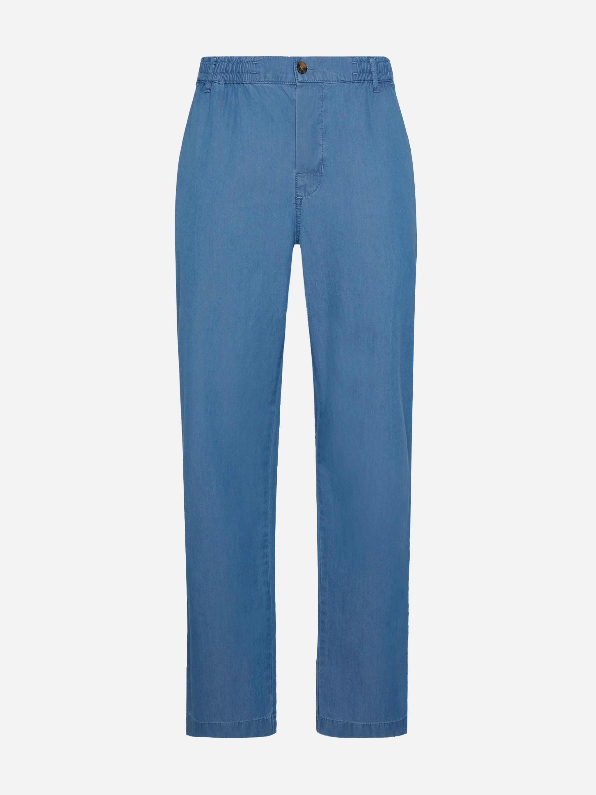 Pantaloni in chambray di cotone blu denim Calais con coulisse - Image 4