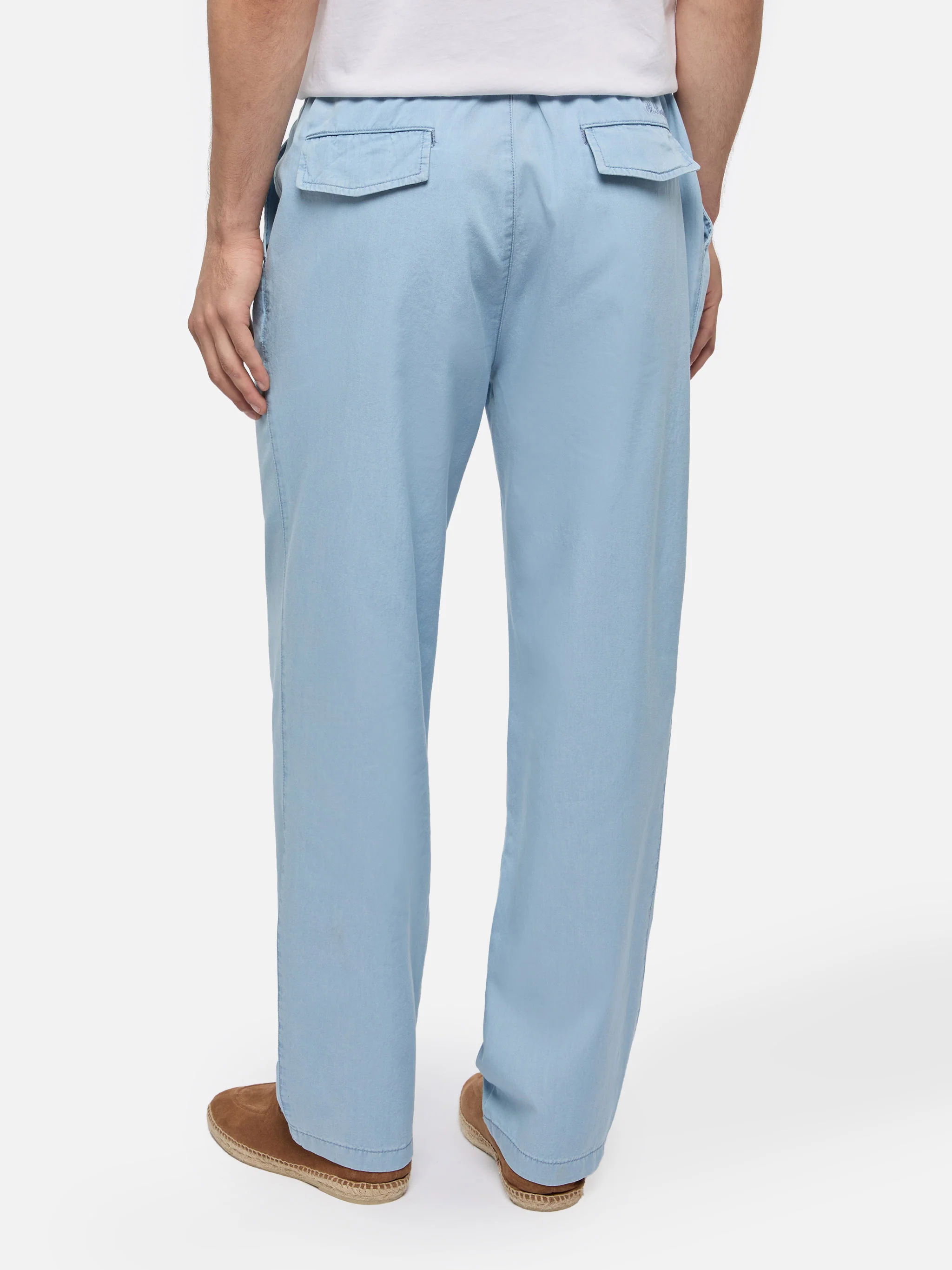 Pantaloni in chambray di cotone blu denim Calais con coulisse - Image 3