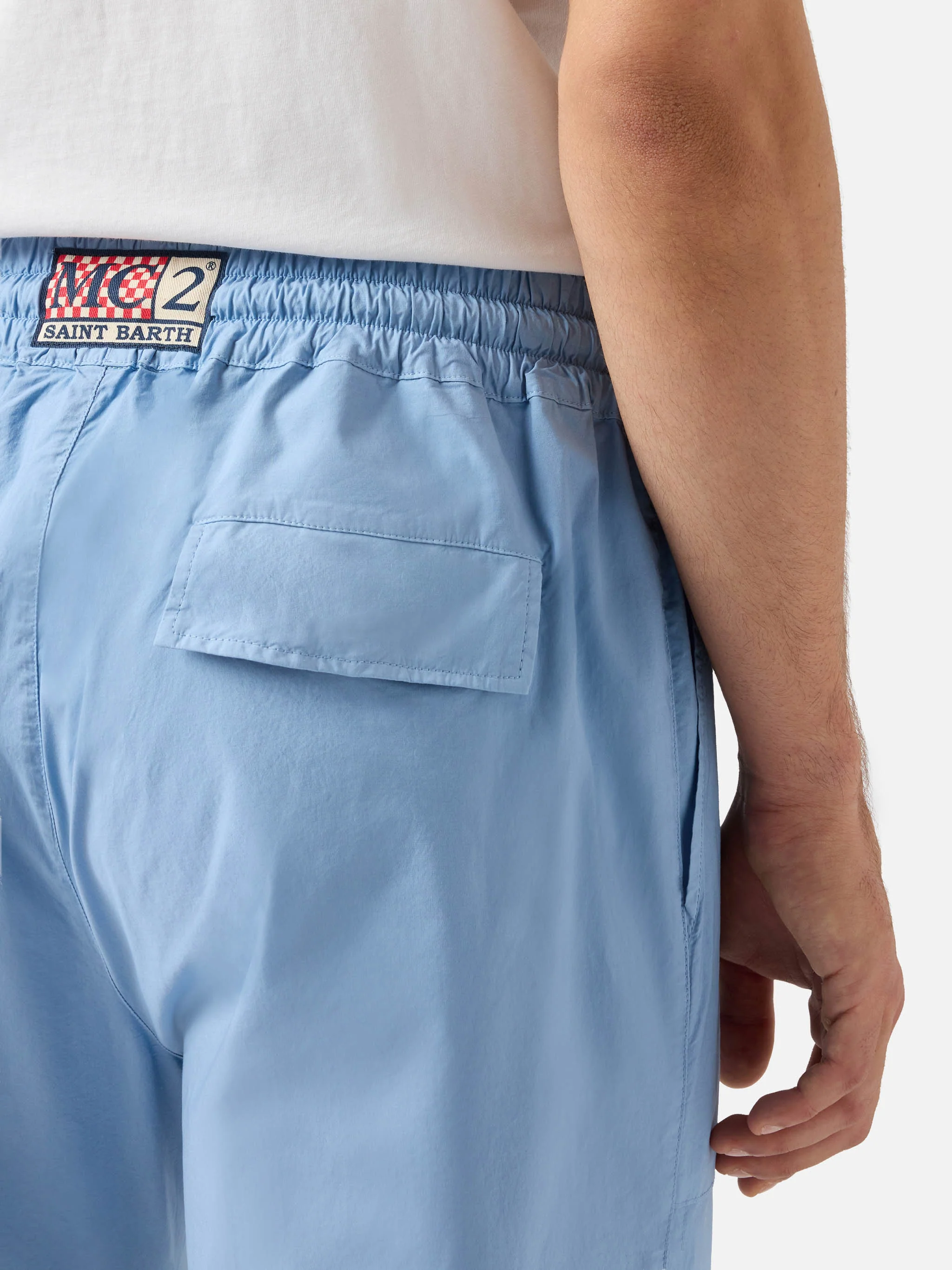 Pantaloni Calais in cotone azzurro polvere con coulisse - Image 2