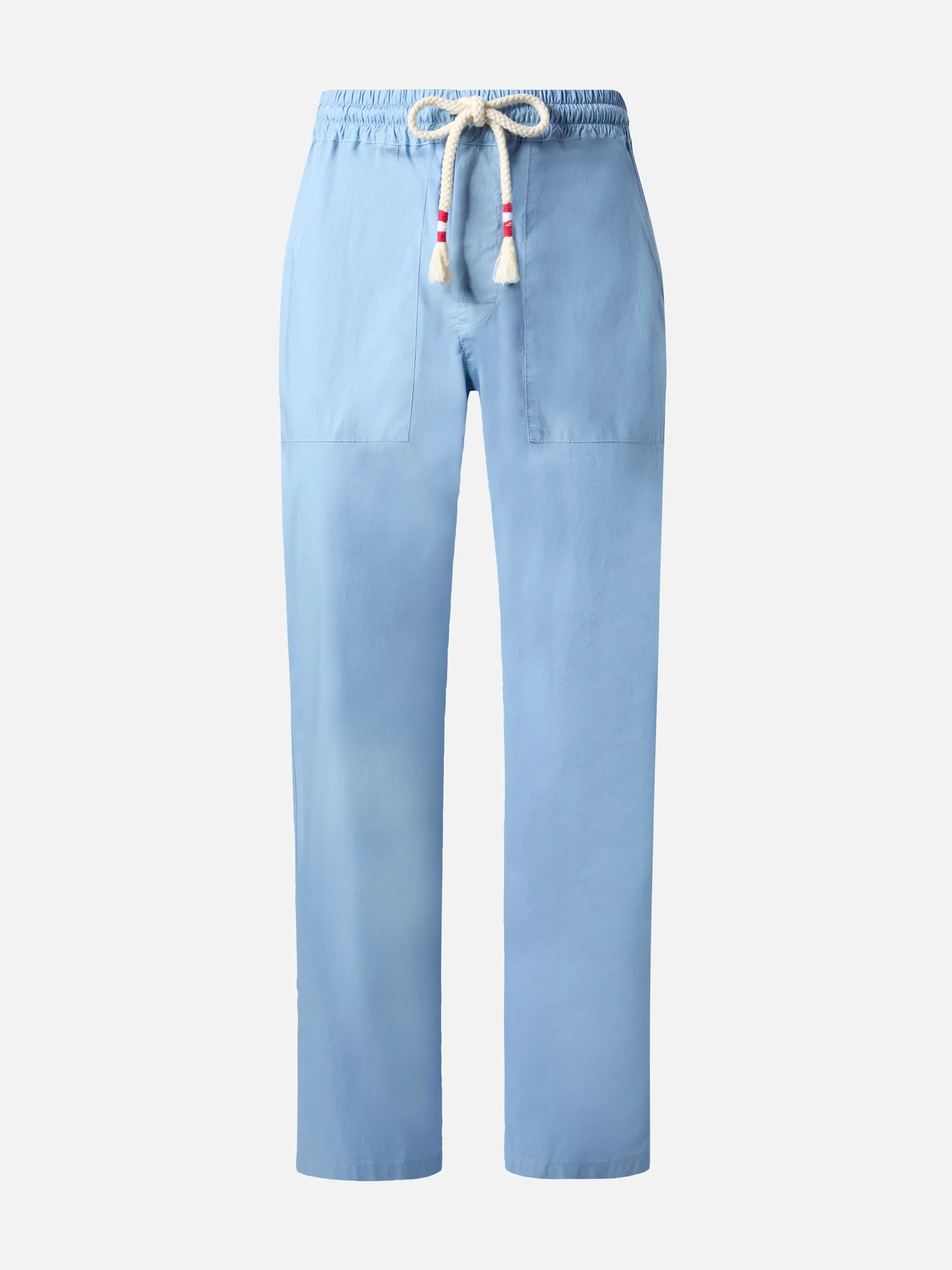 Pantaloni Calais in cotone azzurro polvere con coulisse - Image 4