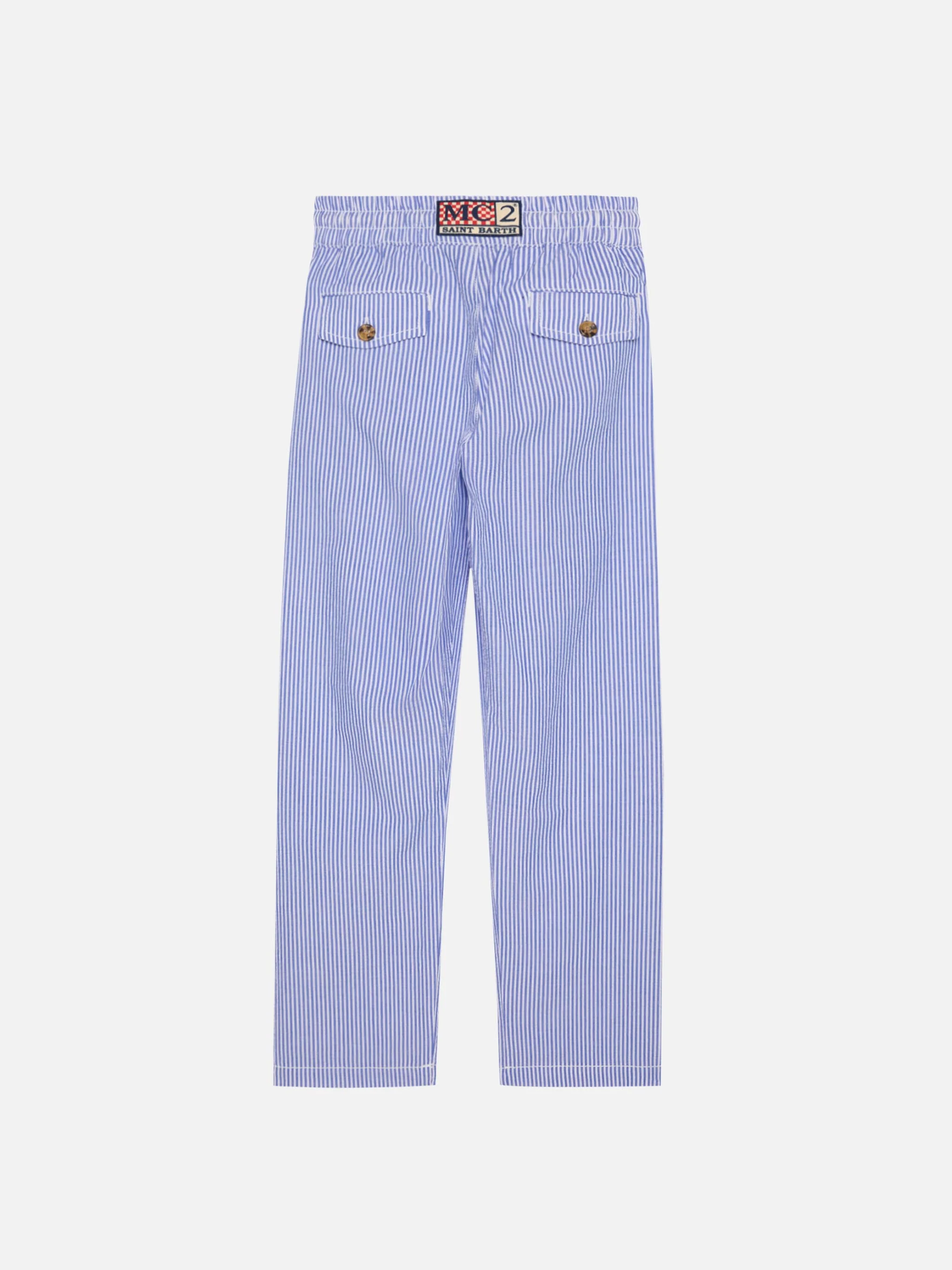 Pantaloni Calais Jr in seersucker rigato con coulisse - Image 2