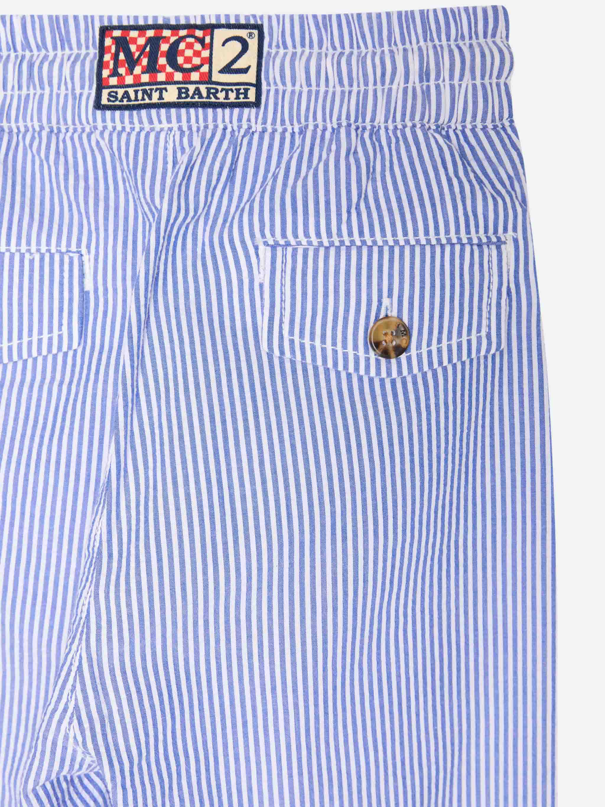 Pantaloni Calais Jr in seersucker rigato con coulisse - Image 3