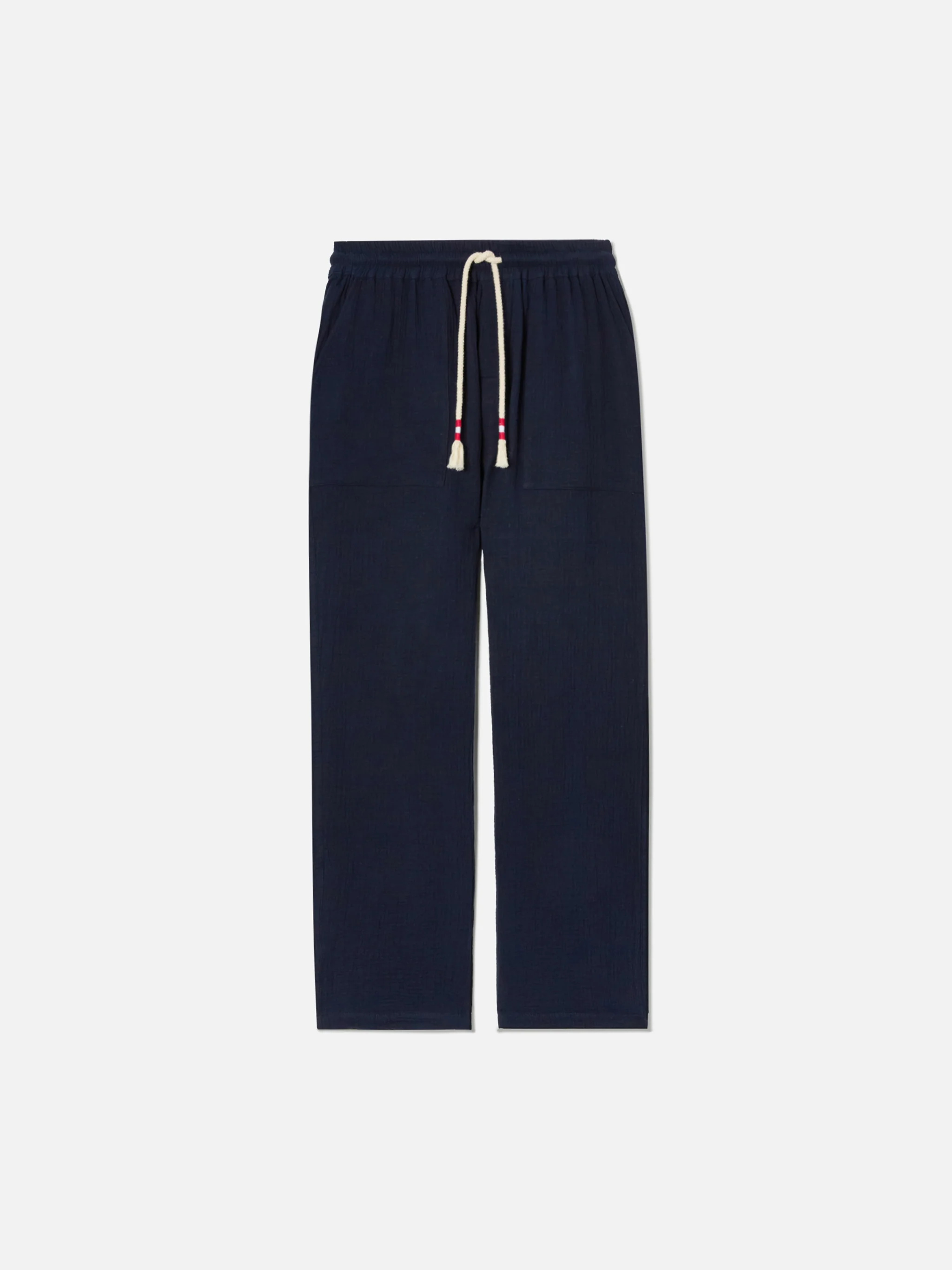 Pantalone Calais lungo in garza di puro cotone blu navy - Image 4