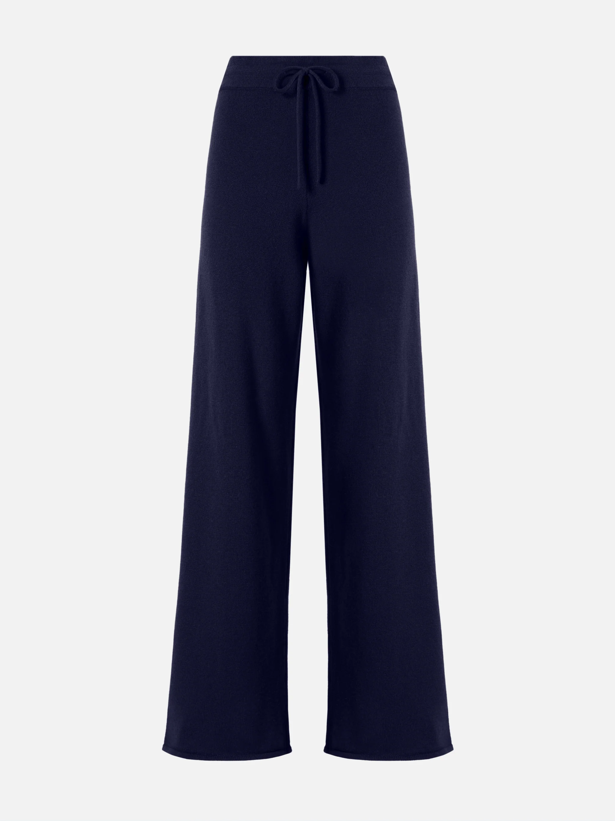 Pantaloni palazzo Cambon in pura lana blu notte a vita alta con coulisse - Image 4