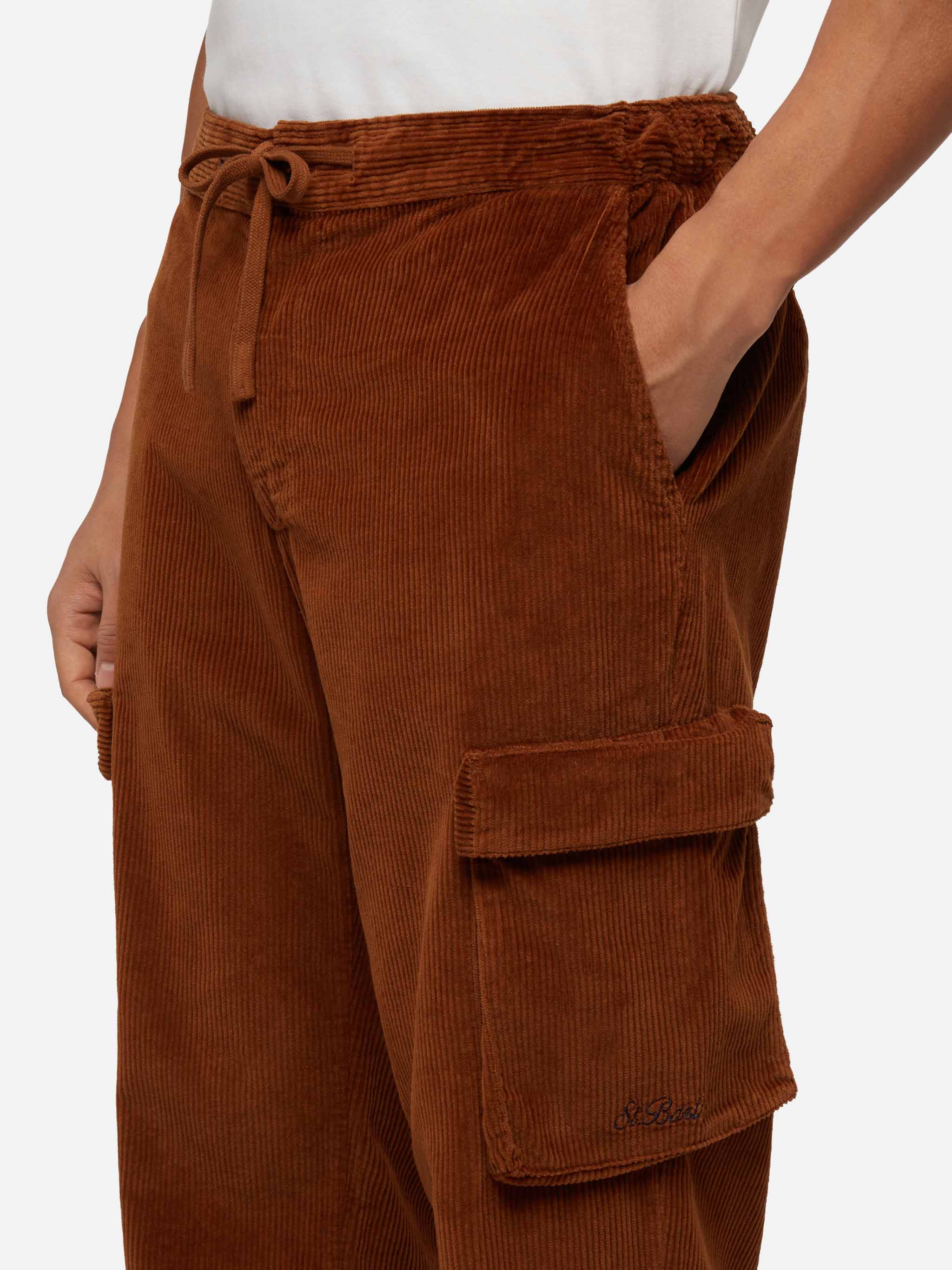 Pantaloni cargo in velluto a coste color cammello Goldeck - Image 2