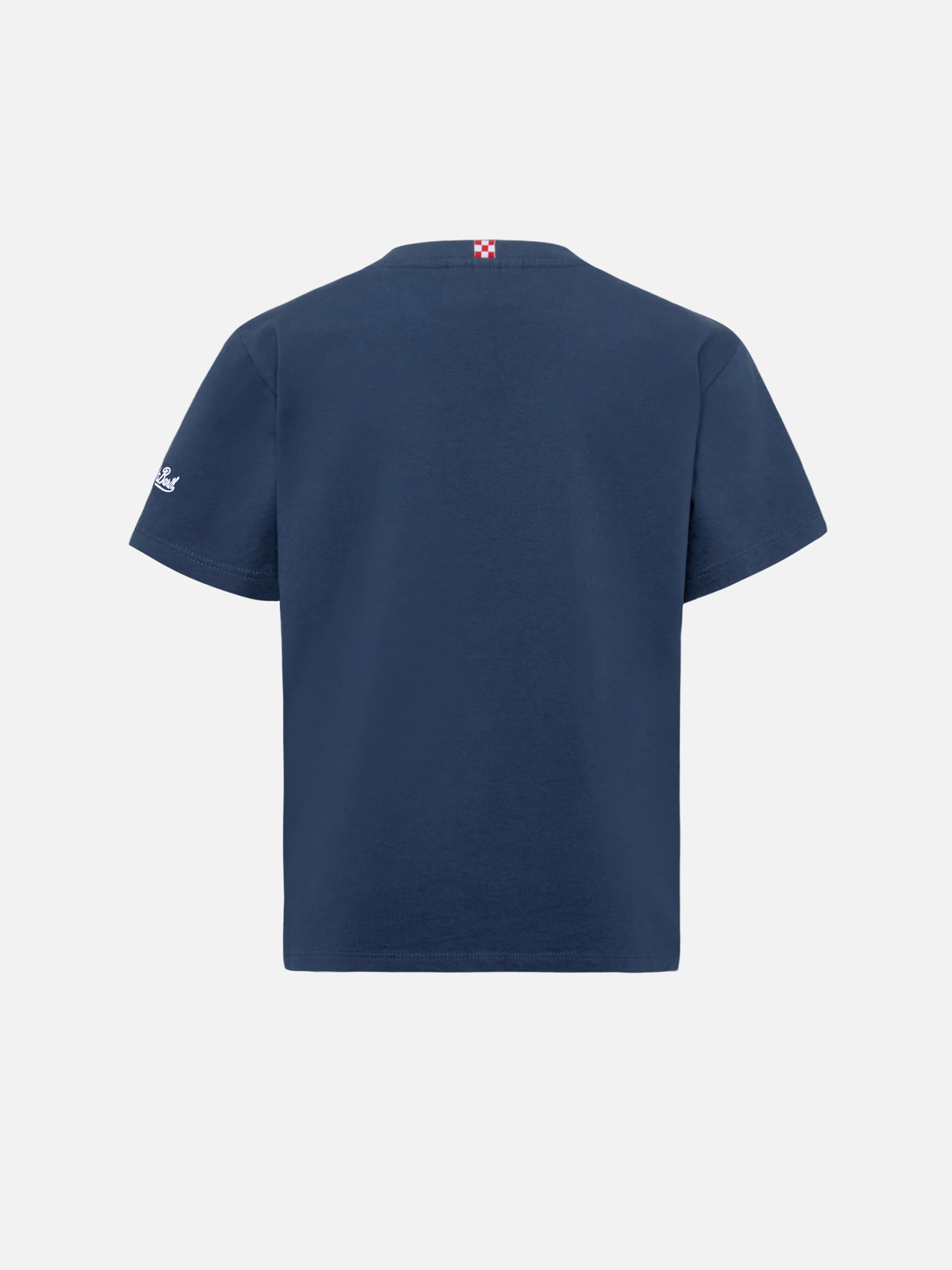 T-shirt Cameron in cotone blu con ricamo Raga VOLO - Image 3