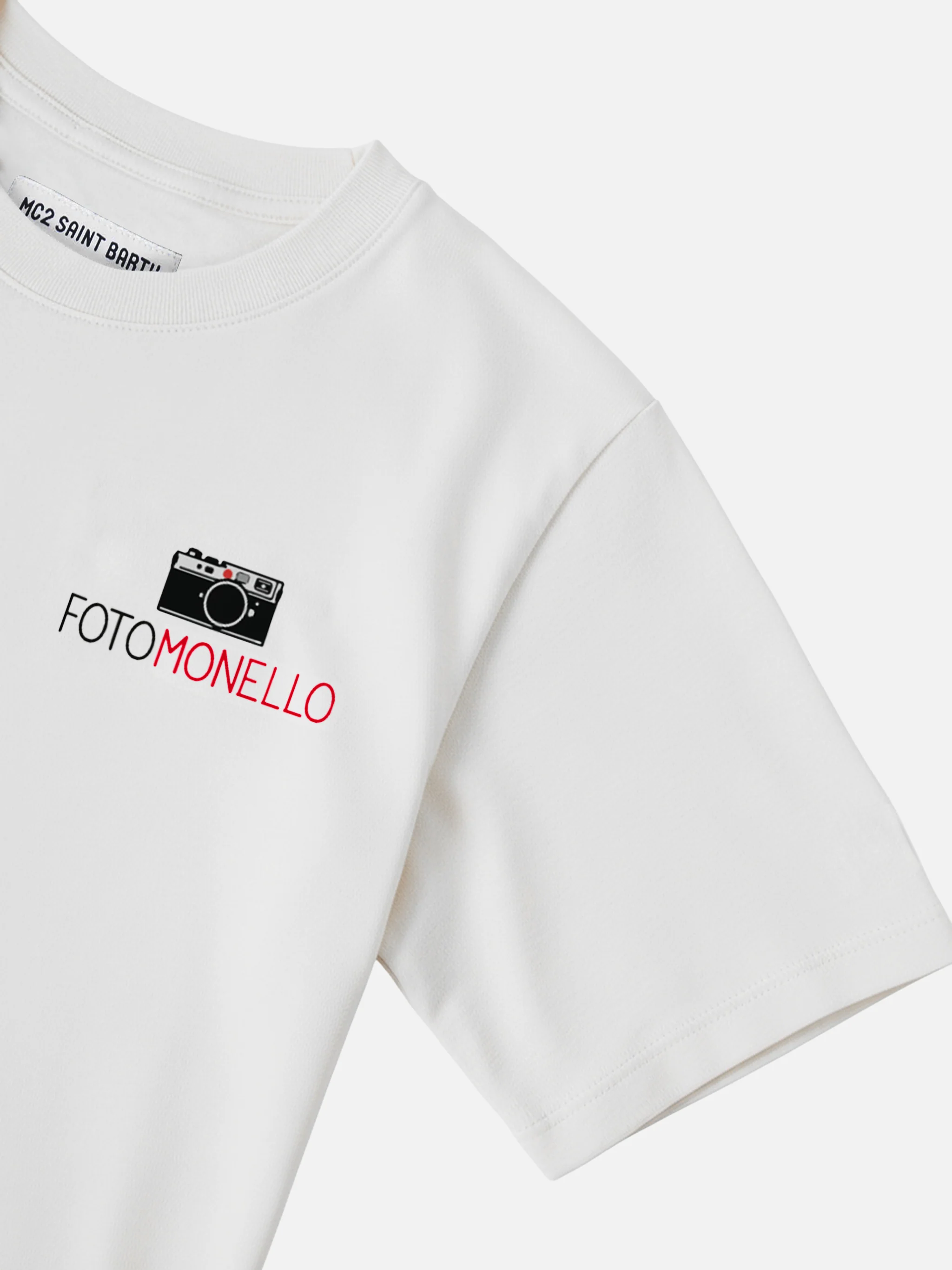 T-shirt Cameron in cotone bianco con ricamo Fotomonello - Image 2