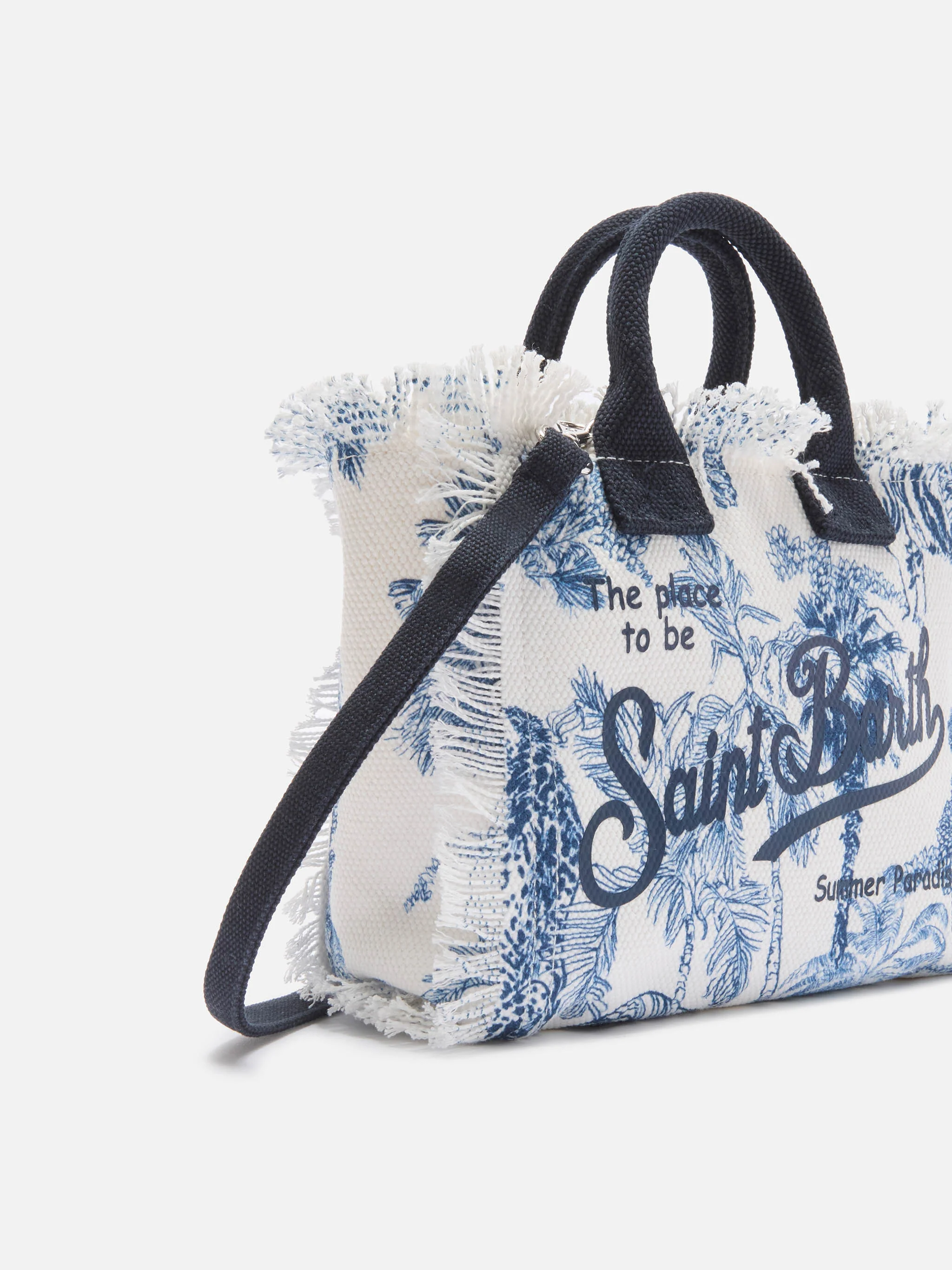 Borsa Vanity mini in canvas con stampa toile de Jouy blu - Image 2