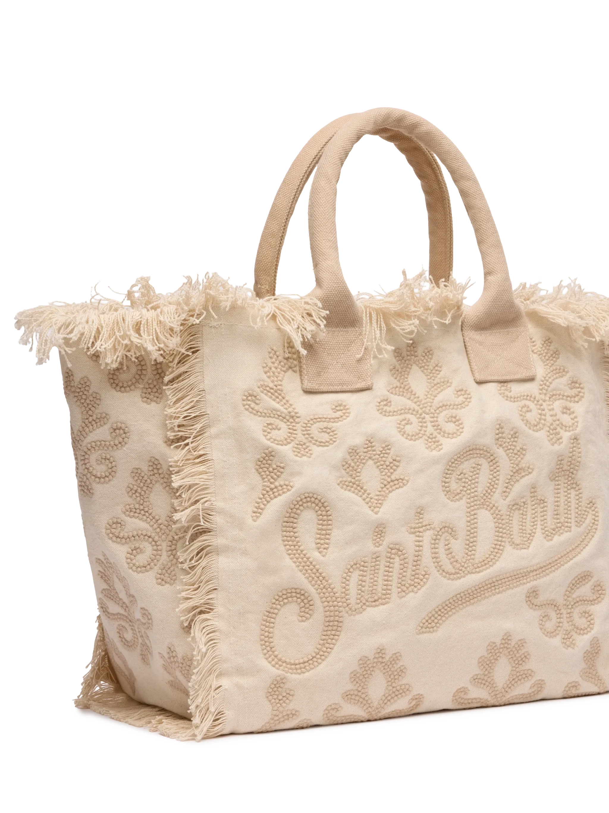 Borsa Vanity regular in canvas con ricamo lily tufting beige - Image 3