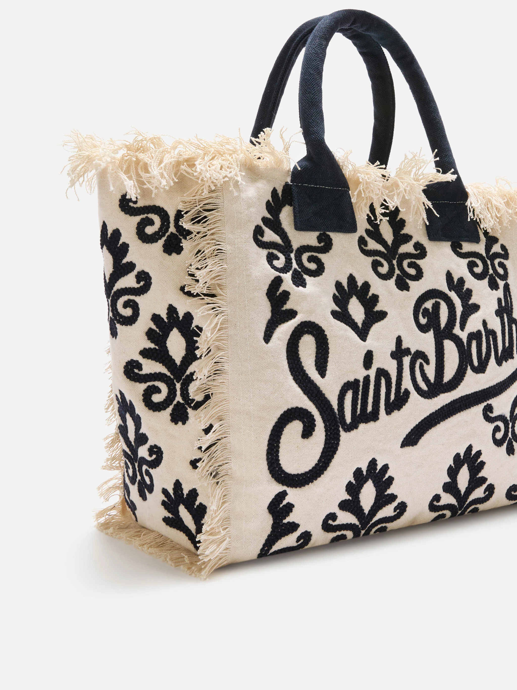 Borsa Vanity regular in canvas con ricamo lily tufting blu - Image 3