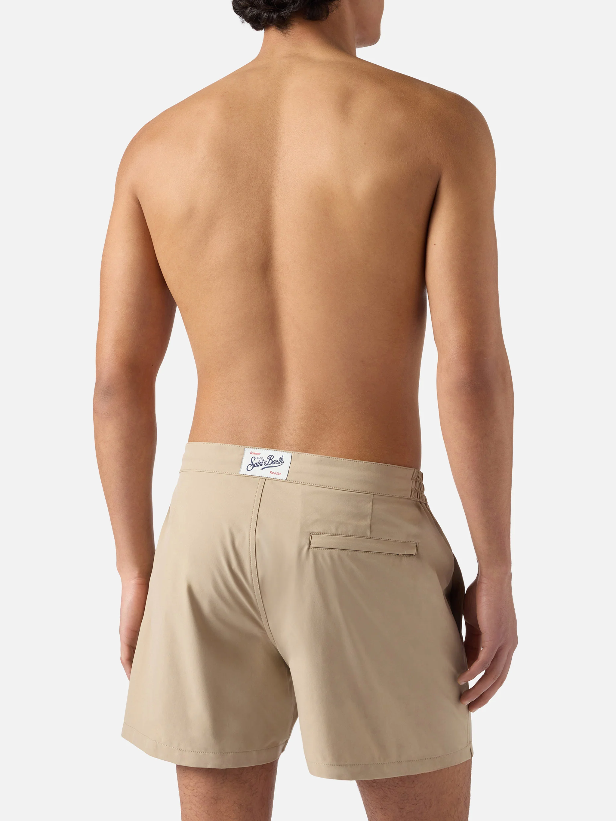 Costume mare Capferrat beige con logo ricamato - Image 5