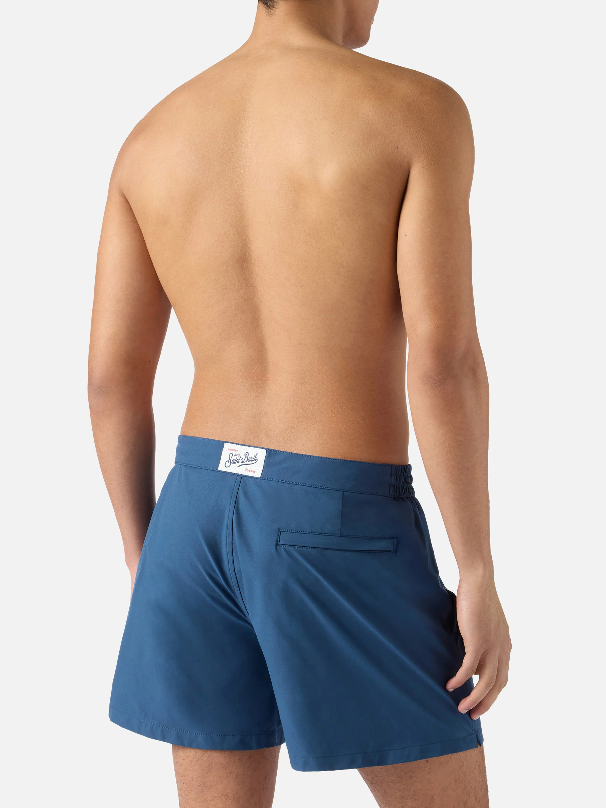 Costume mare Capferrat blu con logo ricamato - Image 5