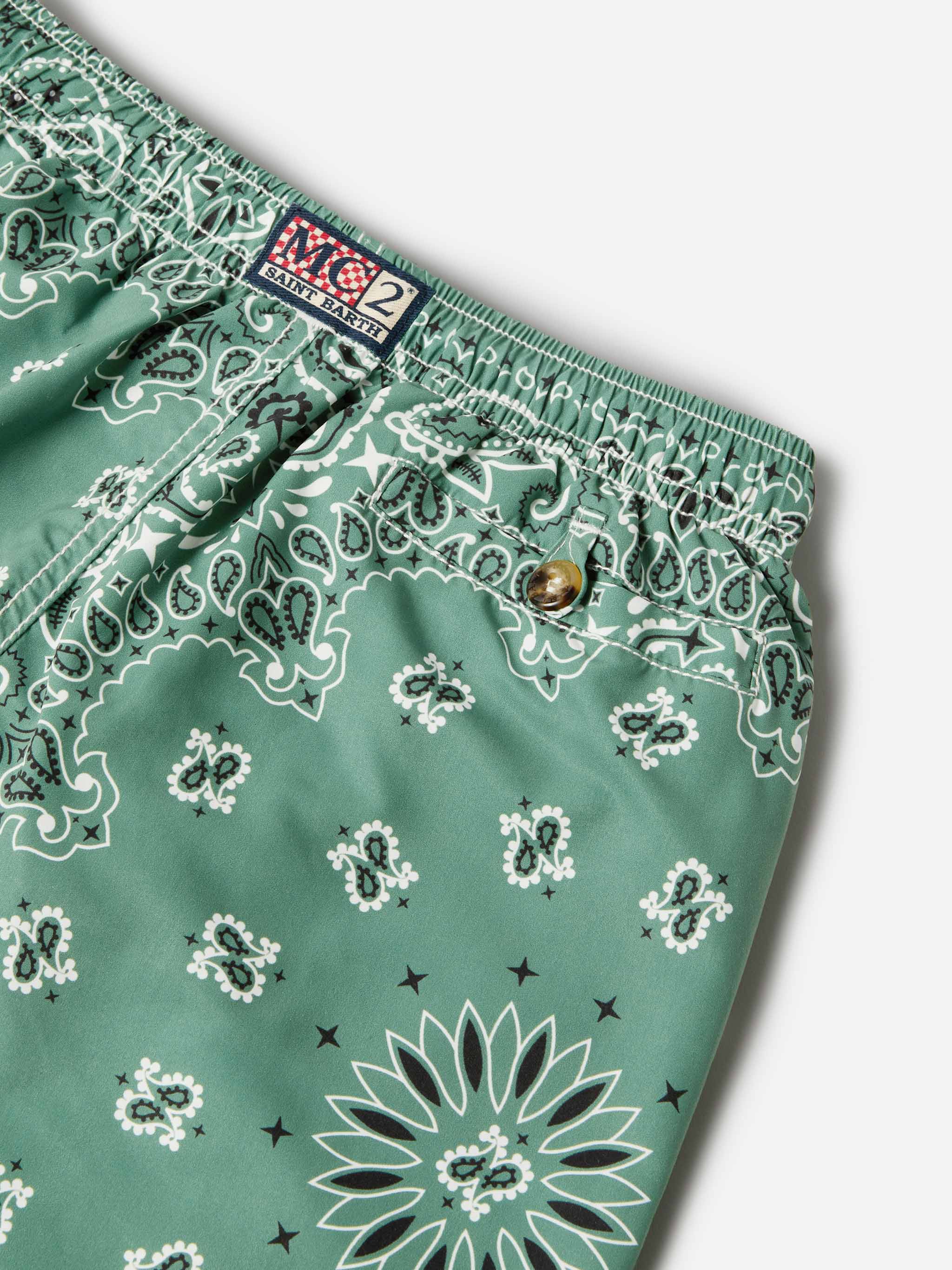 Costume Caprese Jr con stampa bandana verde militare - Image 3