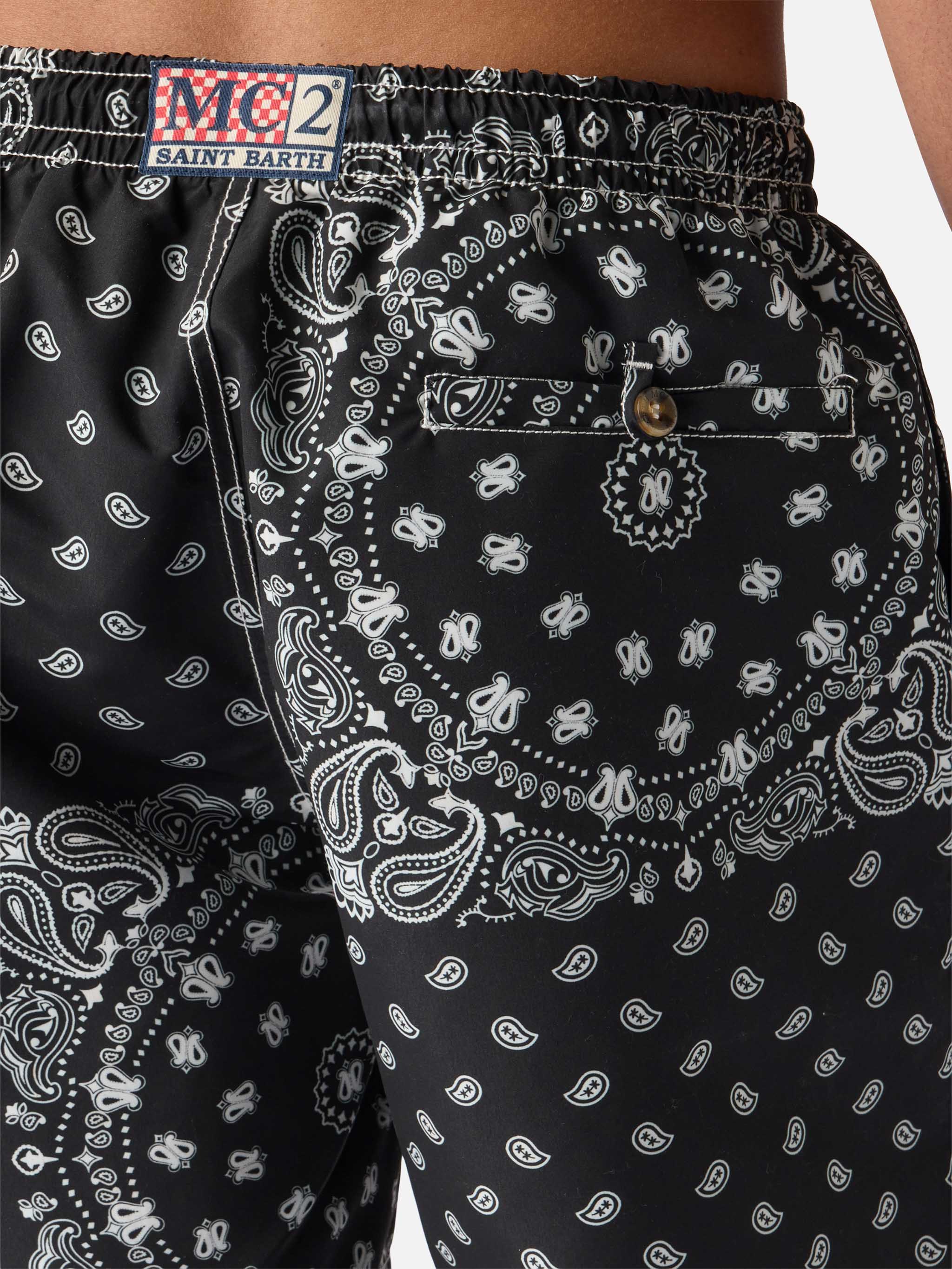 Costume mare Caprese con stampa bandana nera - Image 6