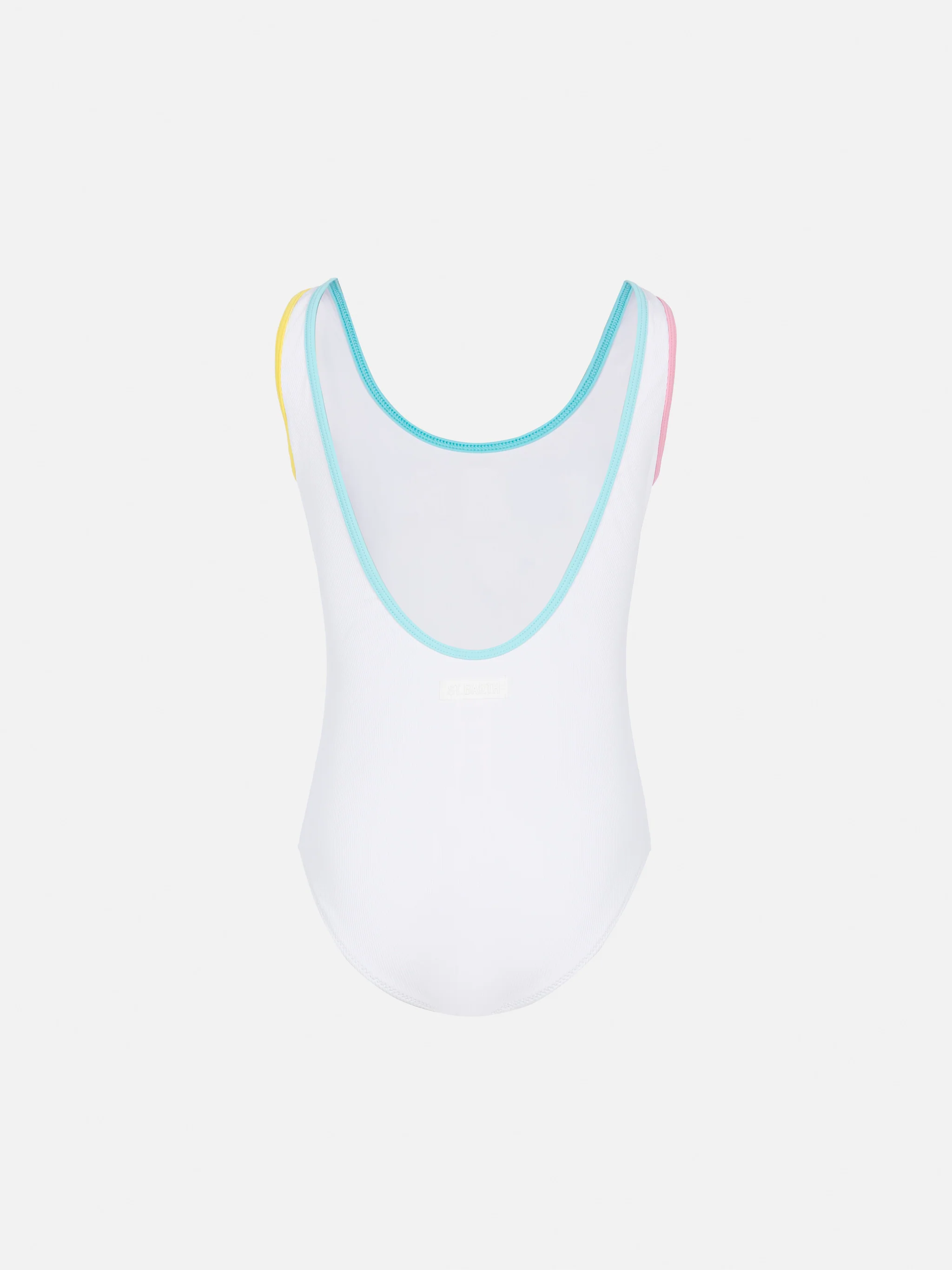 Costume intero Cara a costine bianco con patch logo multicolor - Image 2