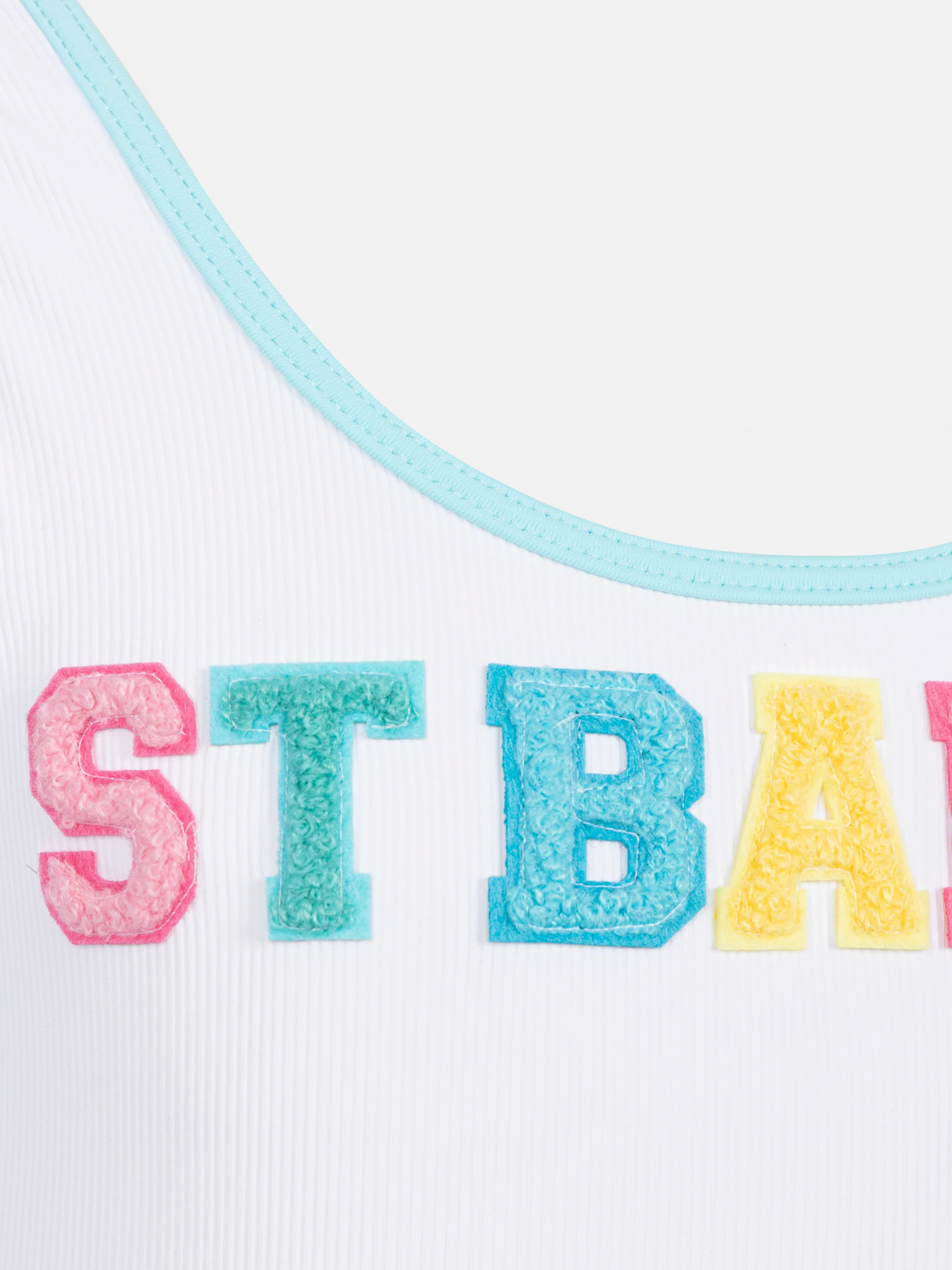 Costume intero Cara a costine bianco con patch logo multicolor - Image 3