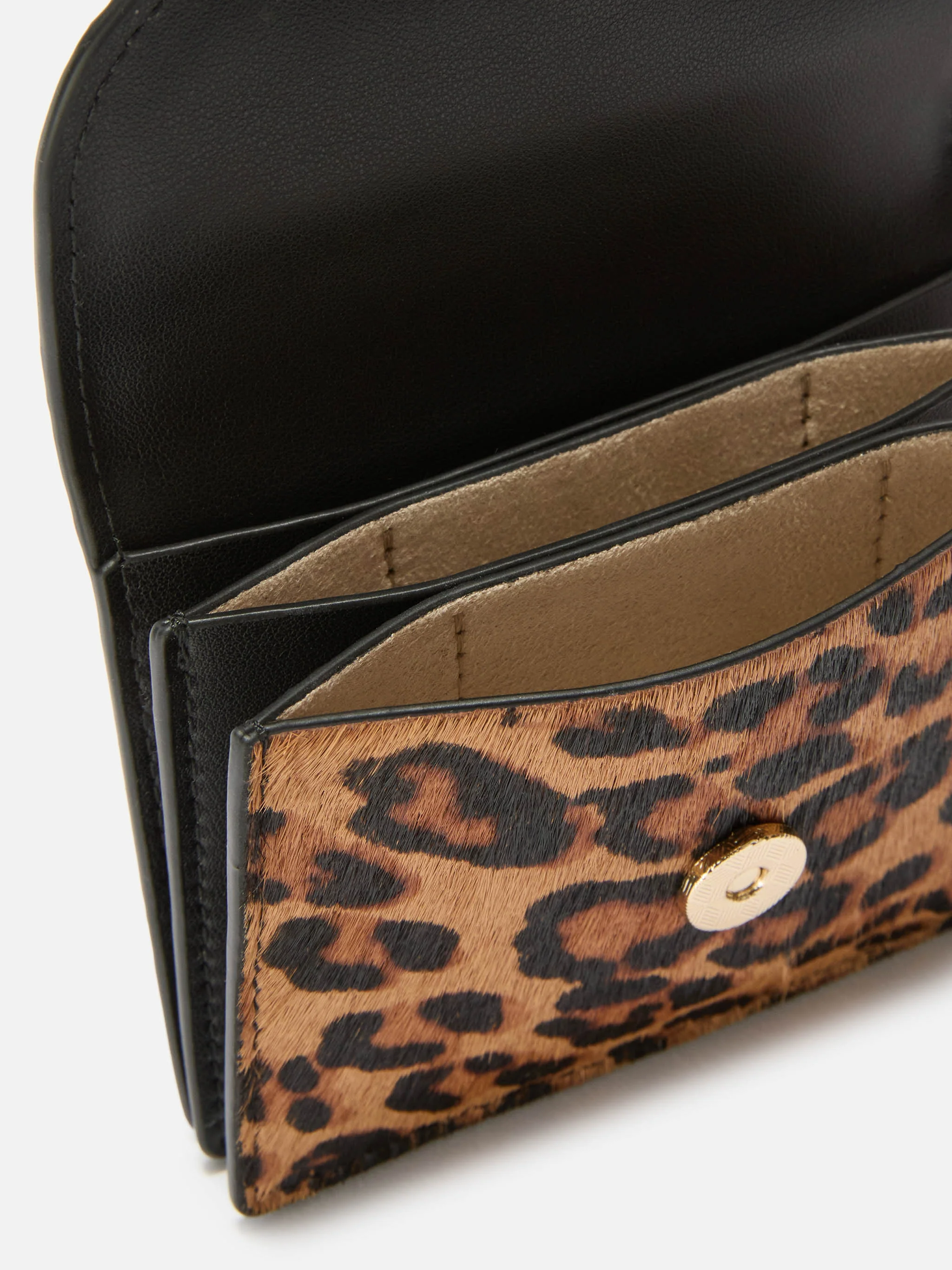 Portacarte Card Holder in pelle spazzolata e cavallino leopardato - Image 2