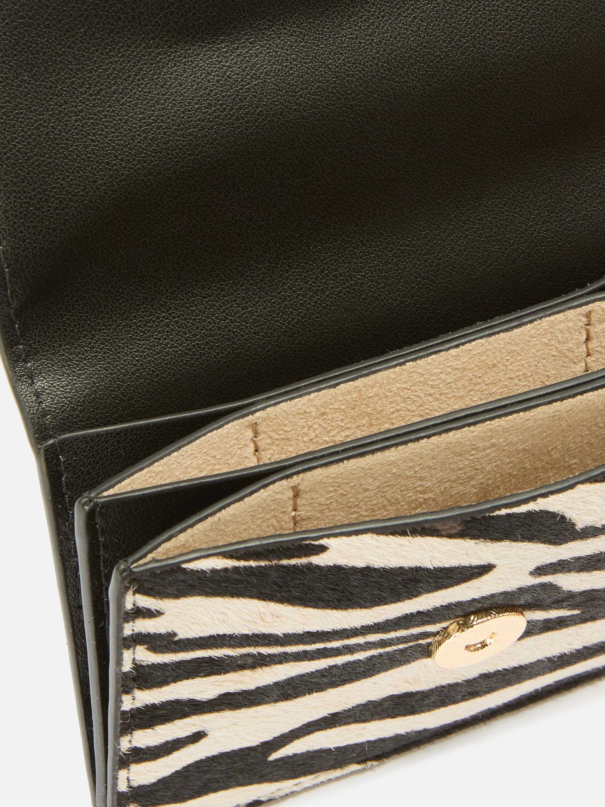 Portacarte Card Holder in pelle spazzolata e cavallino zebrato - Image 2